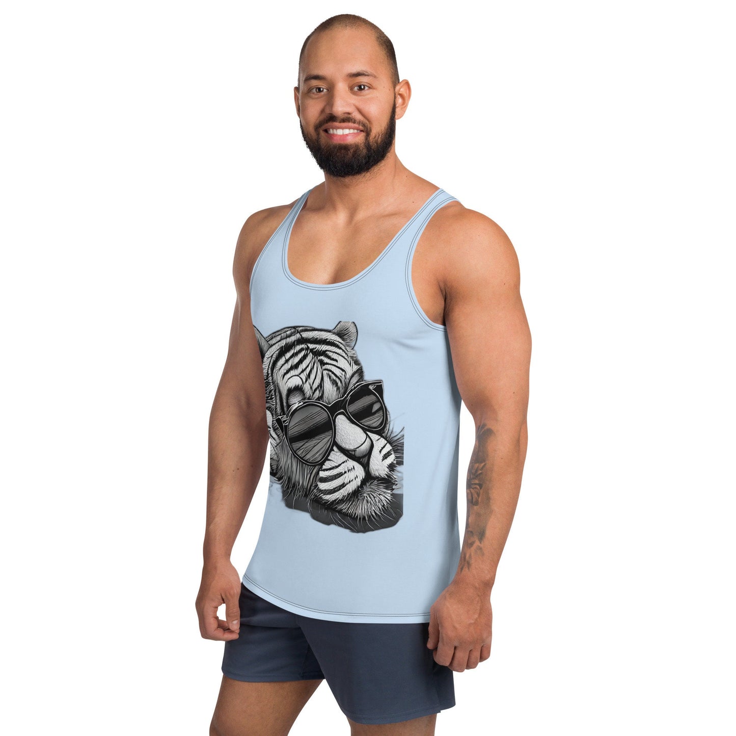 Funky Tiger® Men's Just Chillin' Tank Top - Light Blue