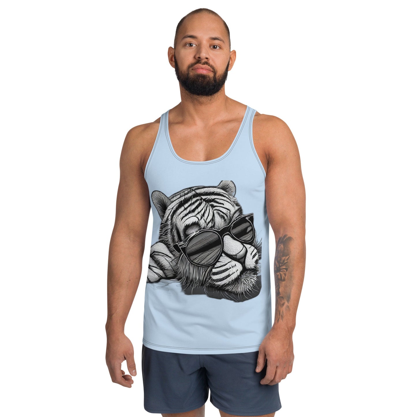 Funky Tiger® Men's Just Chillin' Tank Top - Light Blue