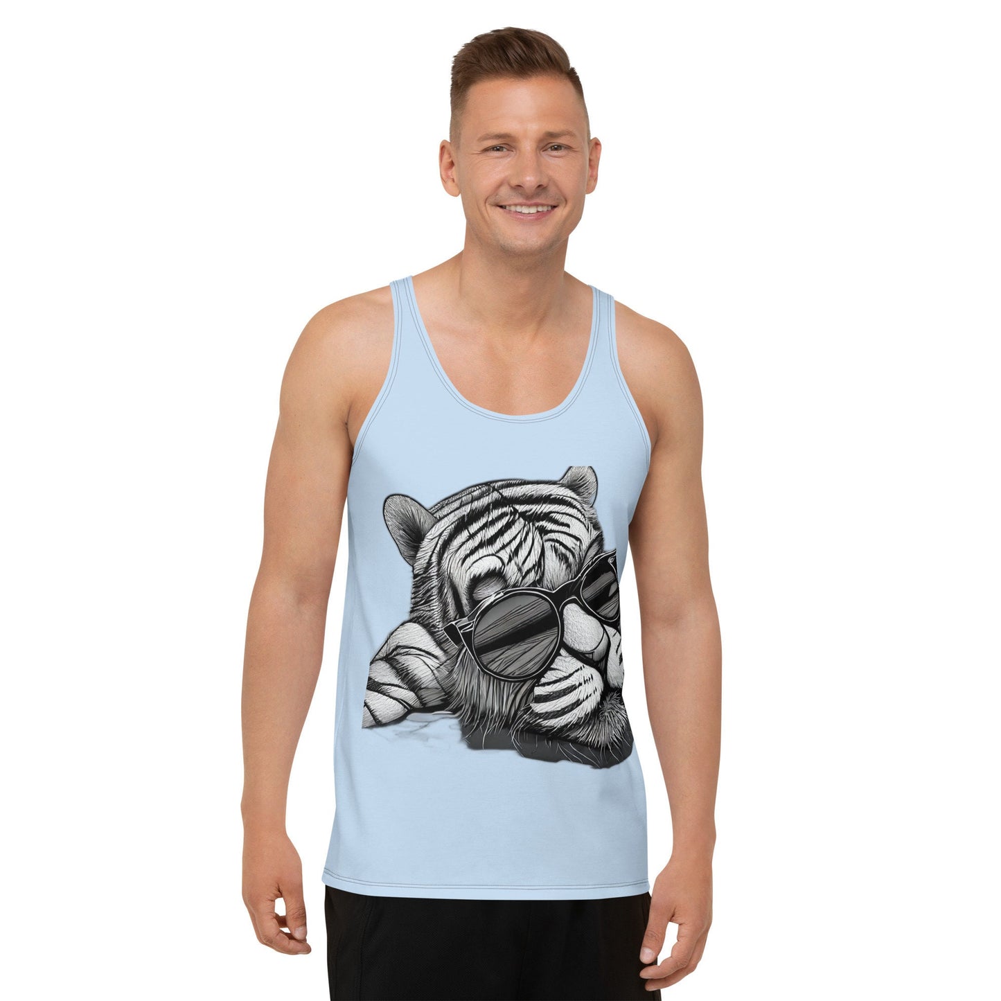 Funky Tiger® Men's Just Chillin' Tank Top - Light Blue