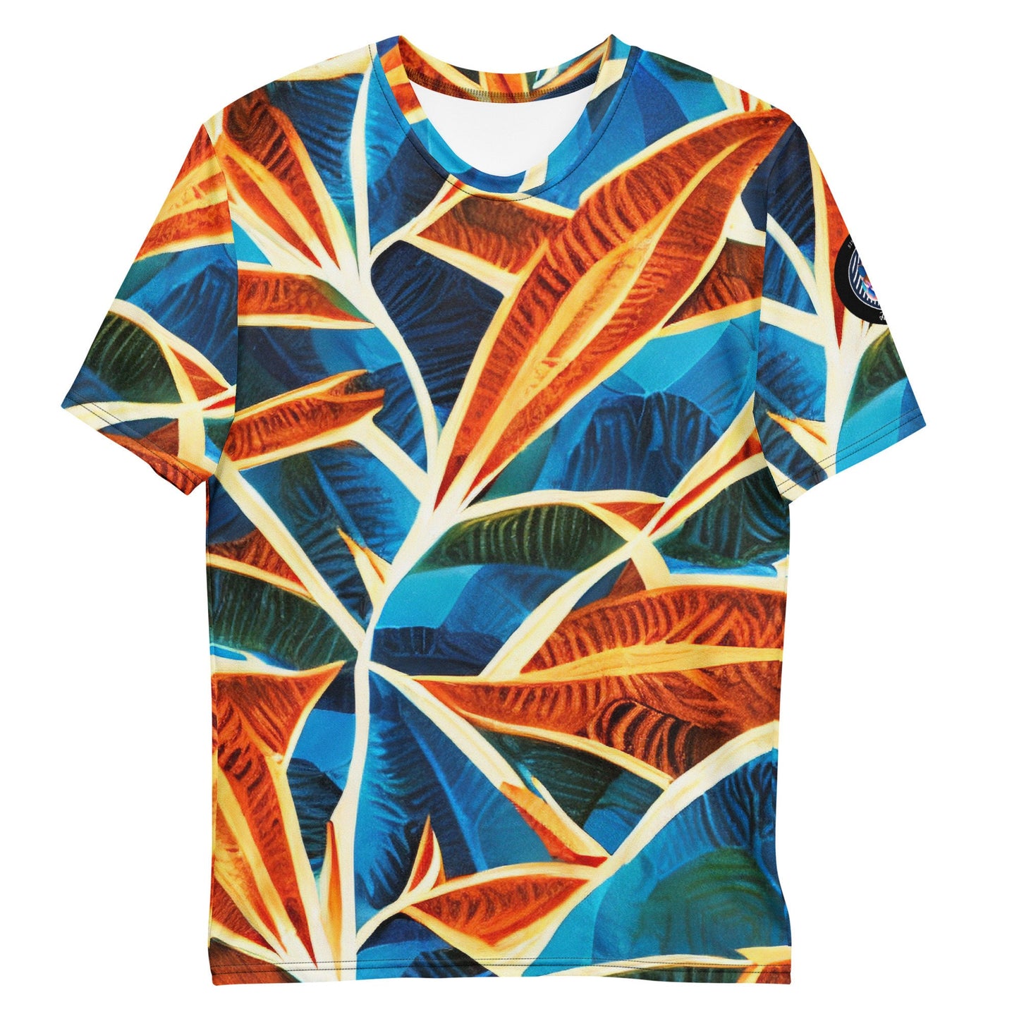 Funky Tiger® Men's Hawaii Red Palms Long Premium Polyester T-shirt