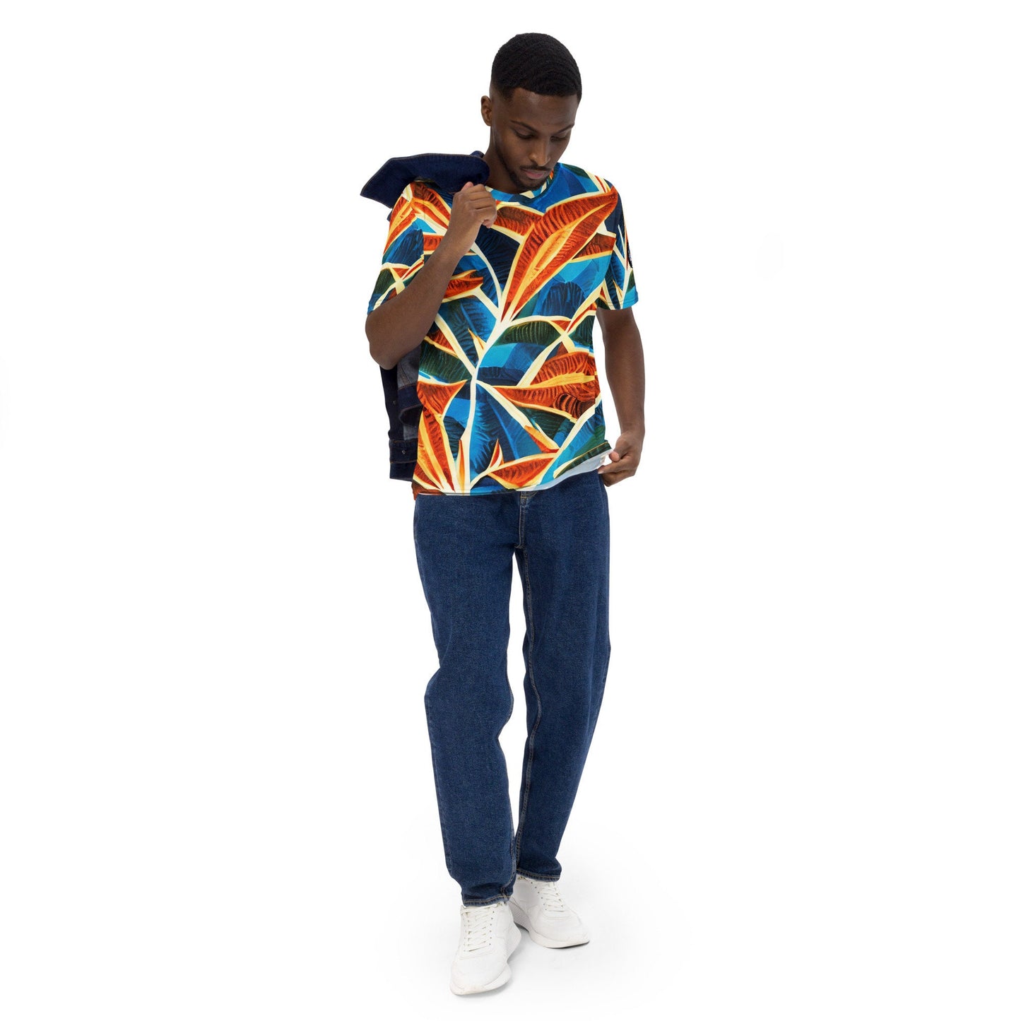 Funky Tiger® Men's Hawaii Red Palms Long Premium Polyester T-shirt