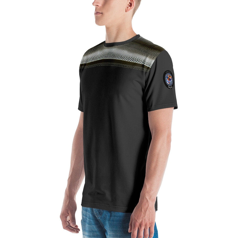 Funky Tiger® Men's Shoulder Leather Style Premium Polyester T-shirt