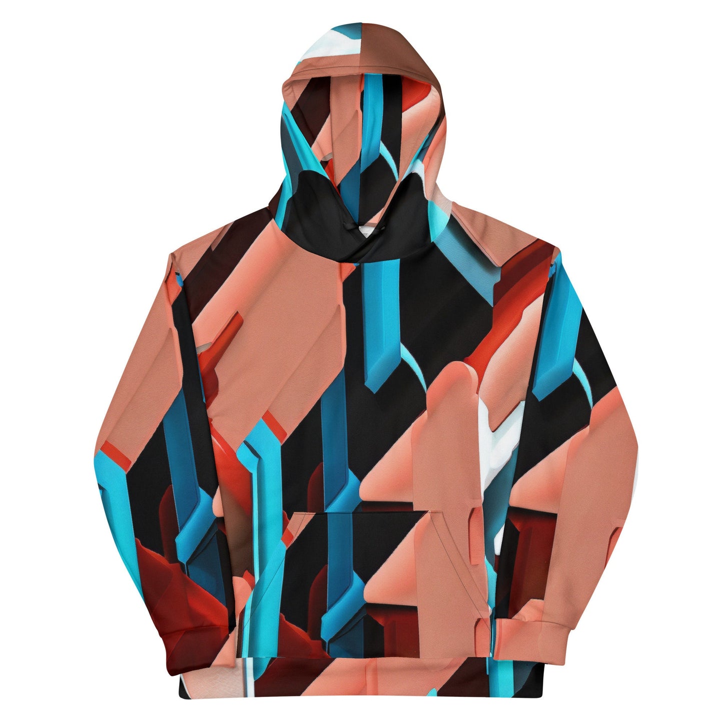 Funky Tiger® Mens Red Metal Premium Hoodie