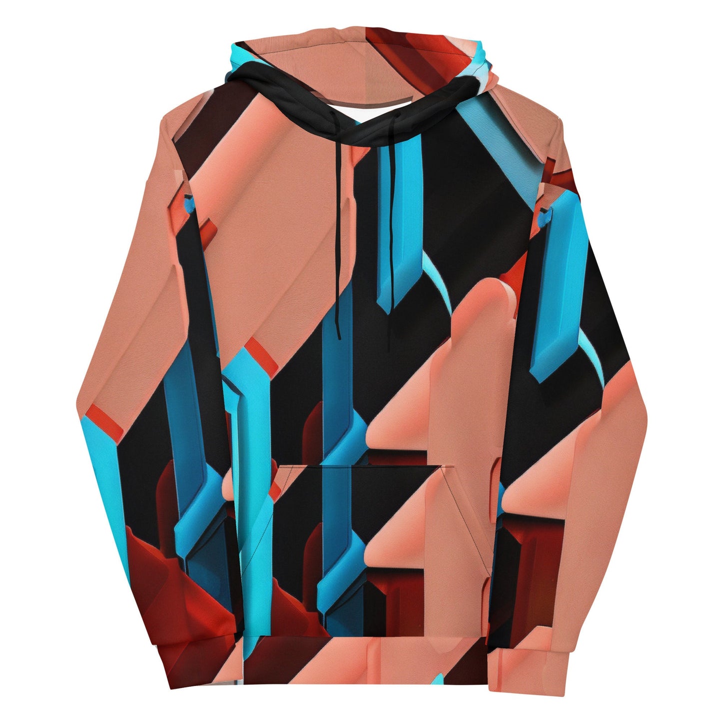 Funky Tiger® Mens Red Metal Premium Hoodie