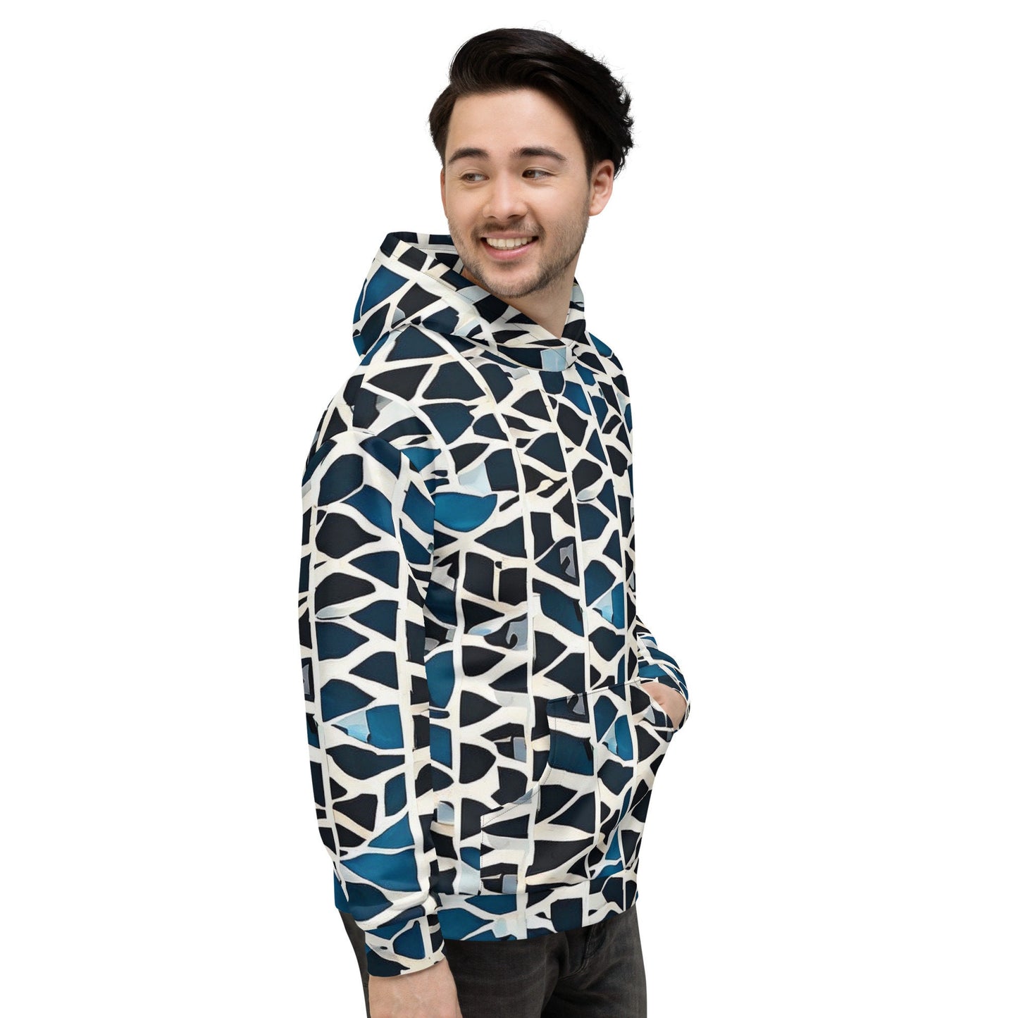 Funky Tiger® Mens Dark Ripples Premium Hoodie