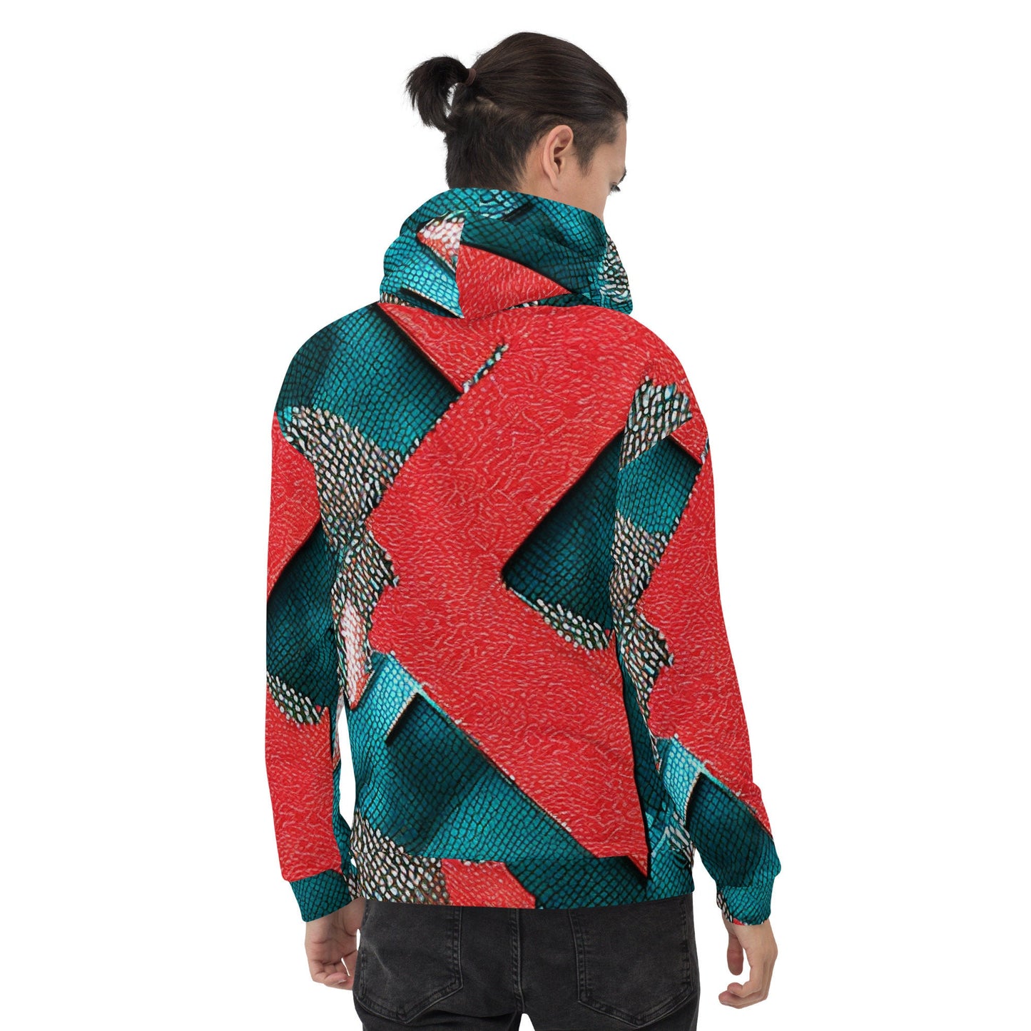 Funky Tiger® Mens Red Patch Premium Hoodie