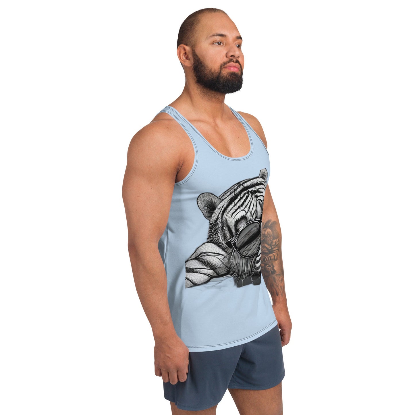 Funky Tiger® Men's Just Chillin' Tank Top - Light Blue