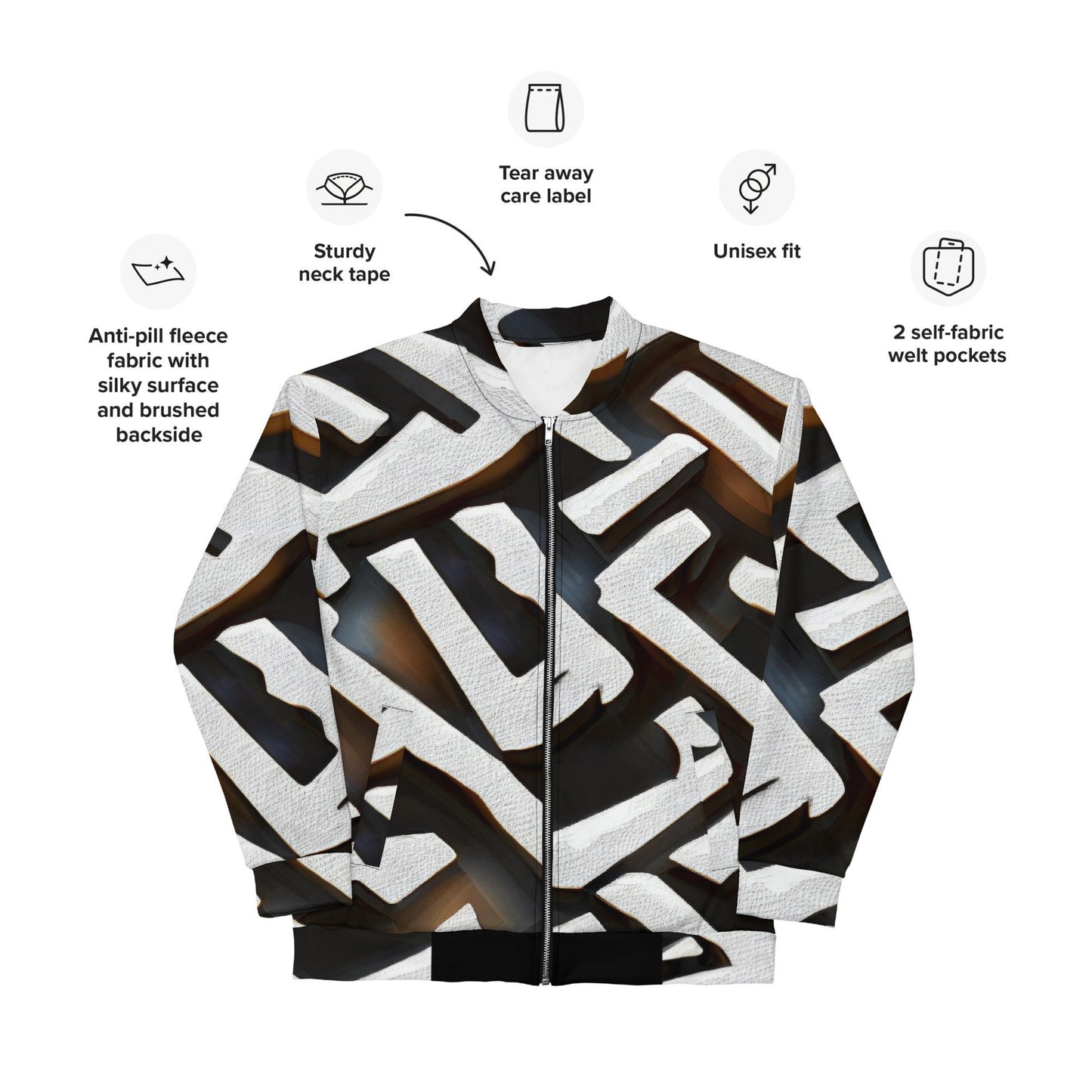 Funky Tiger® Mens Pattern Mark Premium Bomber Jacket