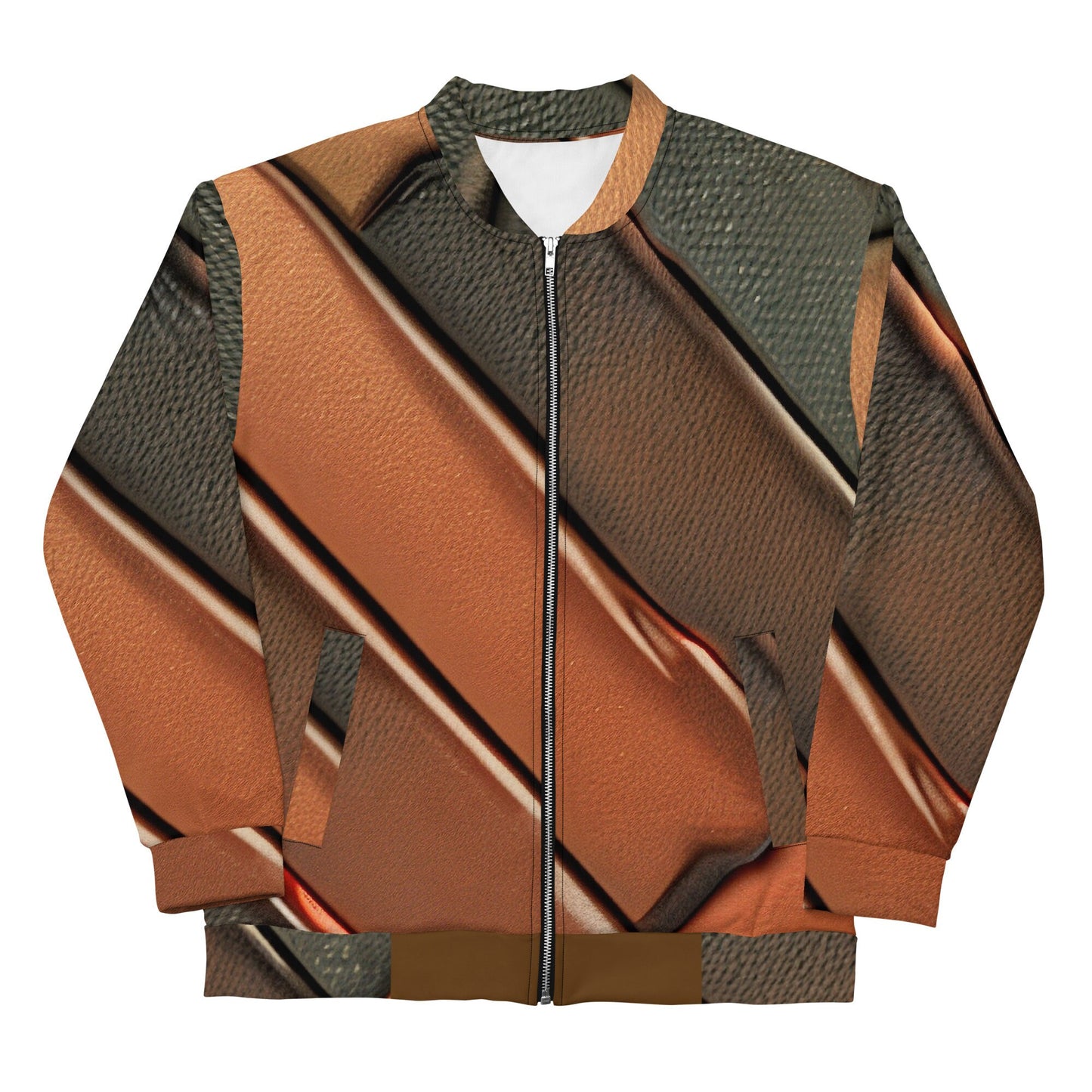 Funky Tiger® Mens Premium Bomber Jacket - Brown Leather Look