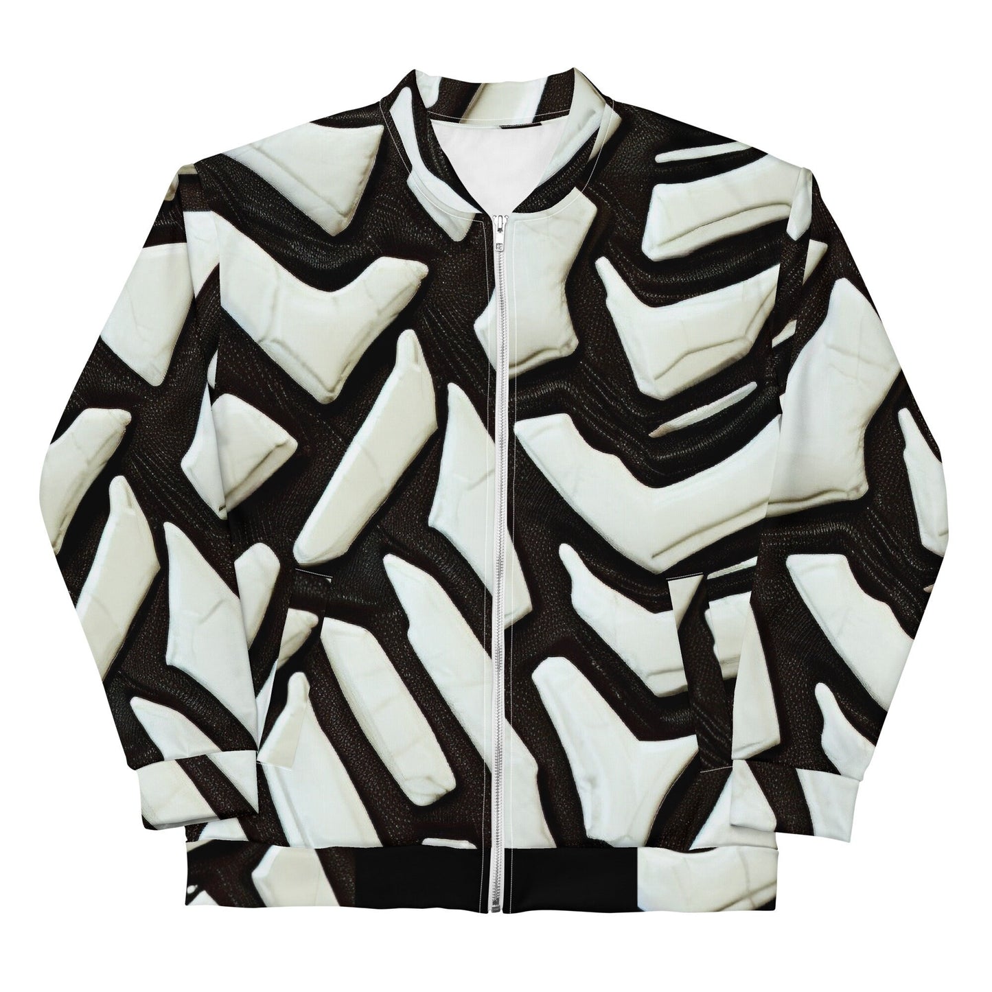 Funky Tiger® Men Premium Bomber Jacket - 3D White