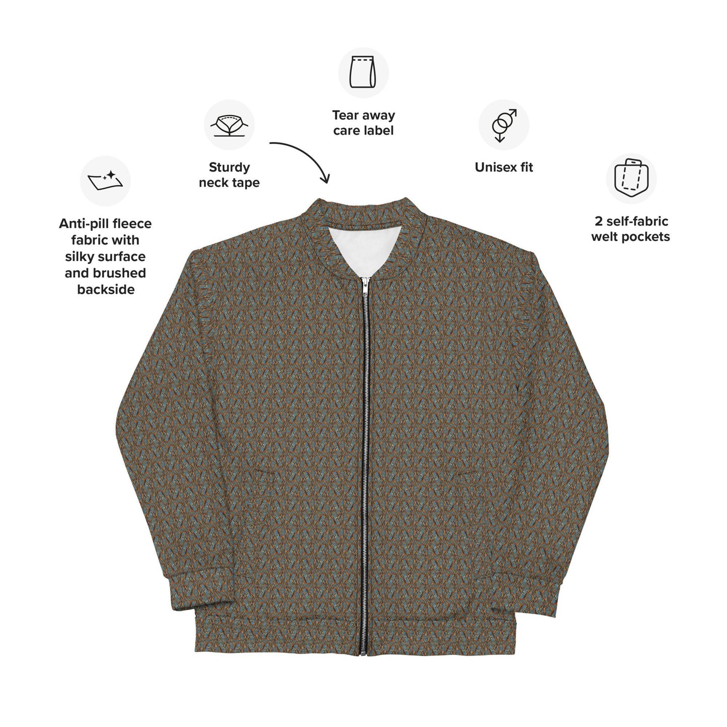 Funky Tiger® Mens Monogram Premium Bomber Jacket - A touch of Tiger