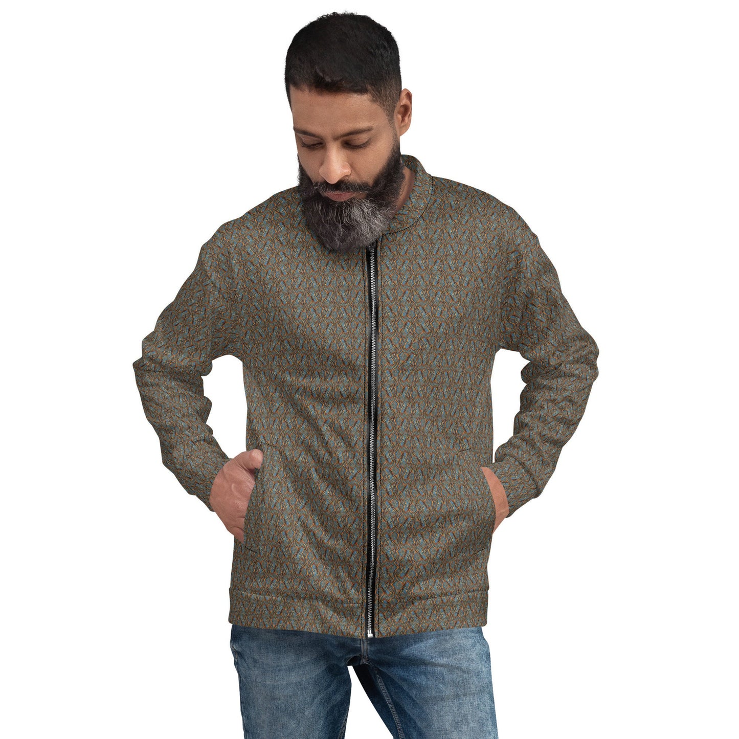 Funky Tiger® Mens Monogram Premium Bomber Jacket - A touch of Tiger
