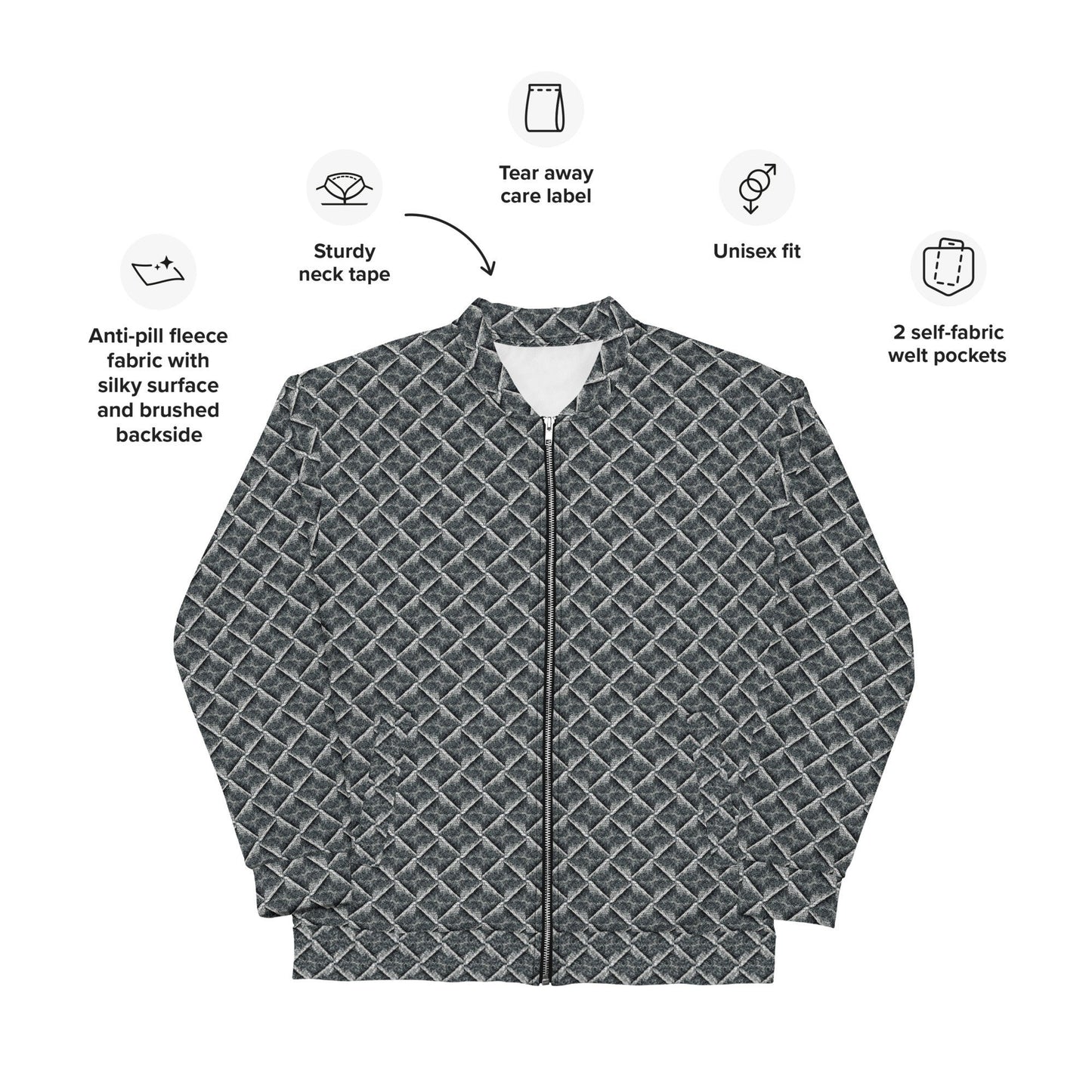 Funky Tiger® Mens Monogram Premium Bomber Jacket - 3D Dark