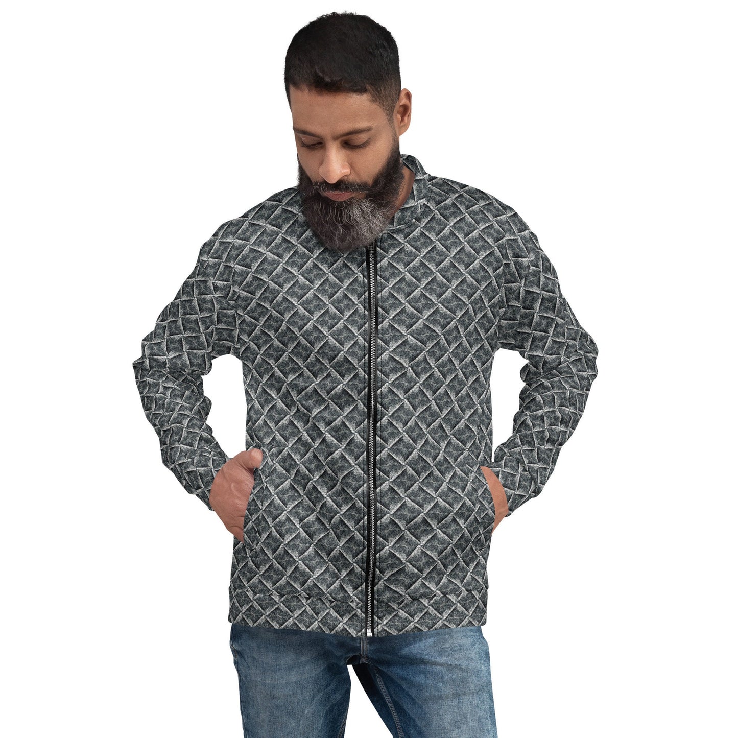 Funky Tiger® Mens Monogram Premium Bomber Jacket - 3D Dark