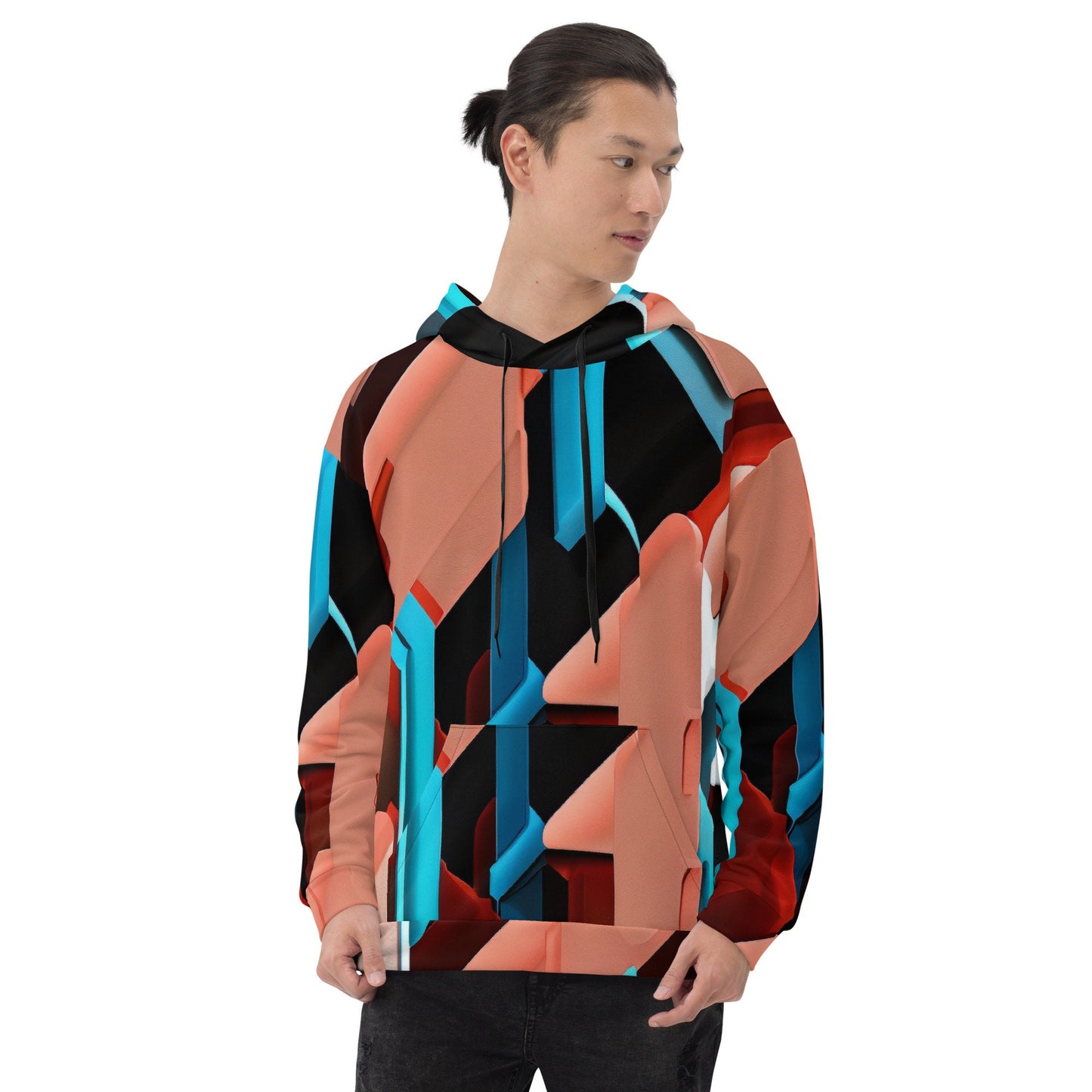 Funky Tiger® Mens Red Metal Premium Hoodie
