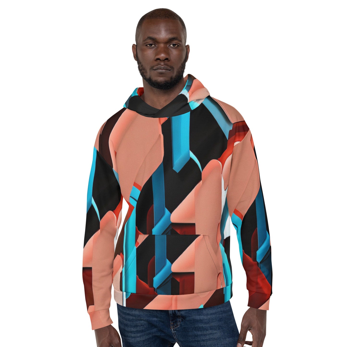 Funky Tiger® Mens Red Metal Premium Hoodie