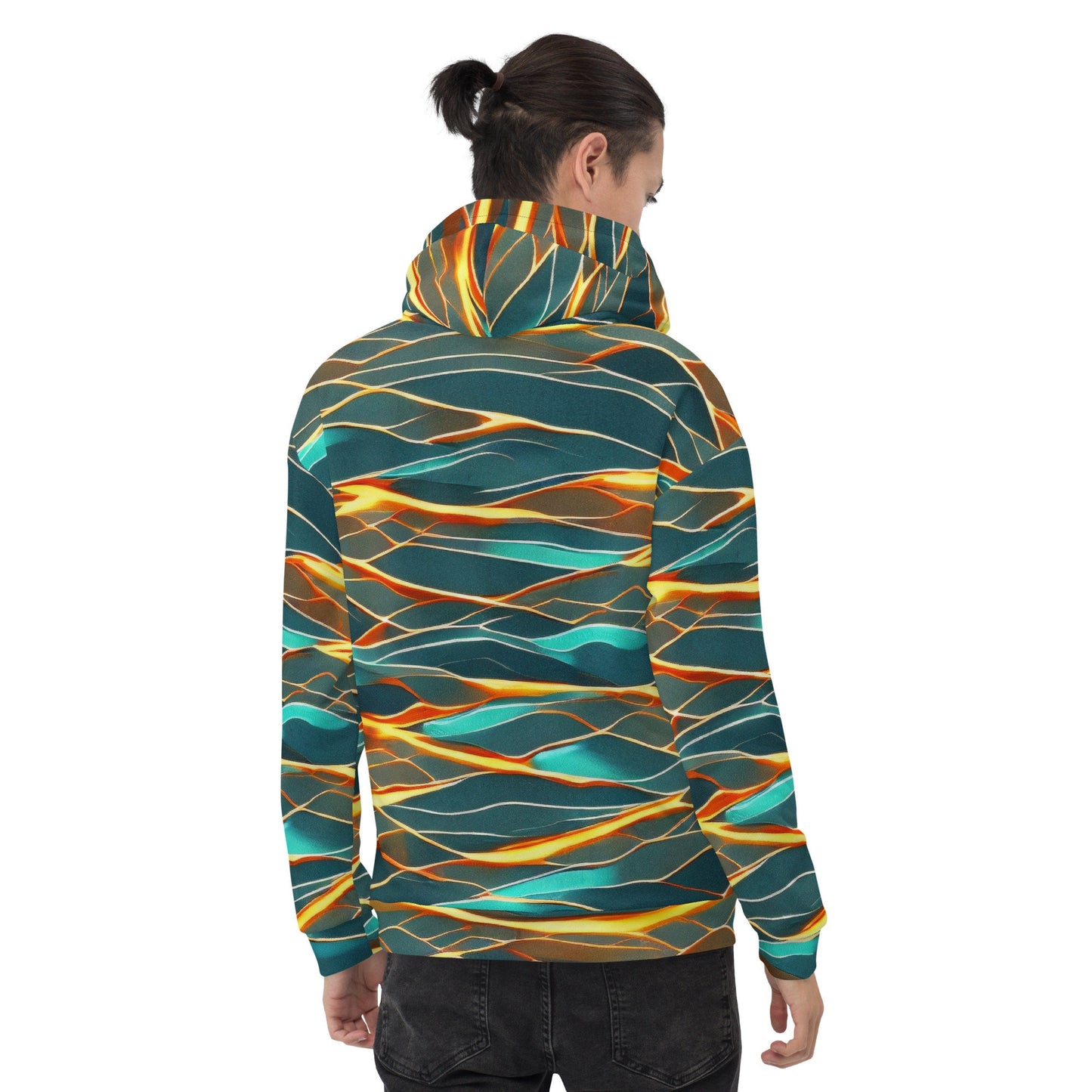 Funky Tiger® Mens Green Lit Premium Hoodie, Cool Hoodie for Gaming, Concert, Beach, Event, Everyday