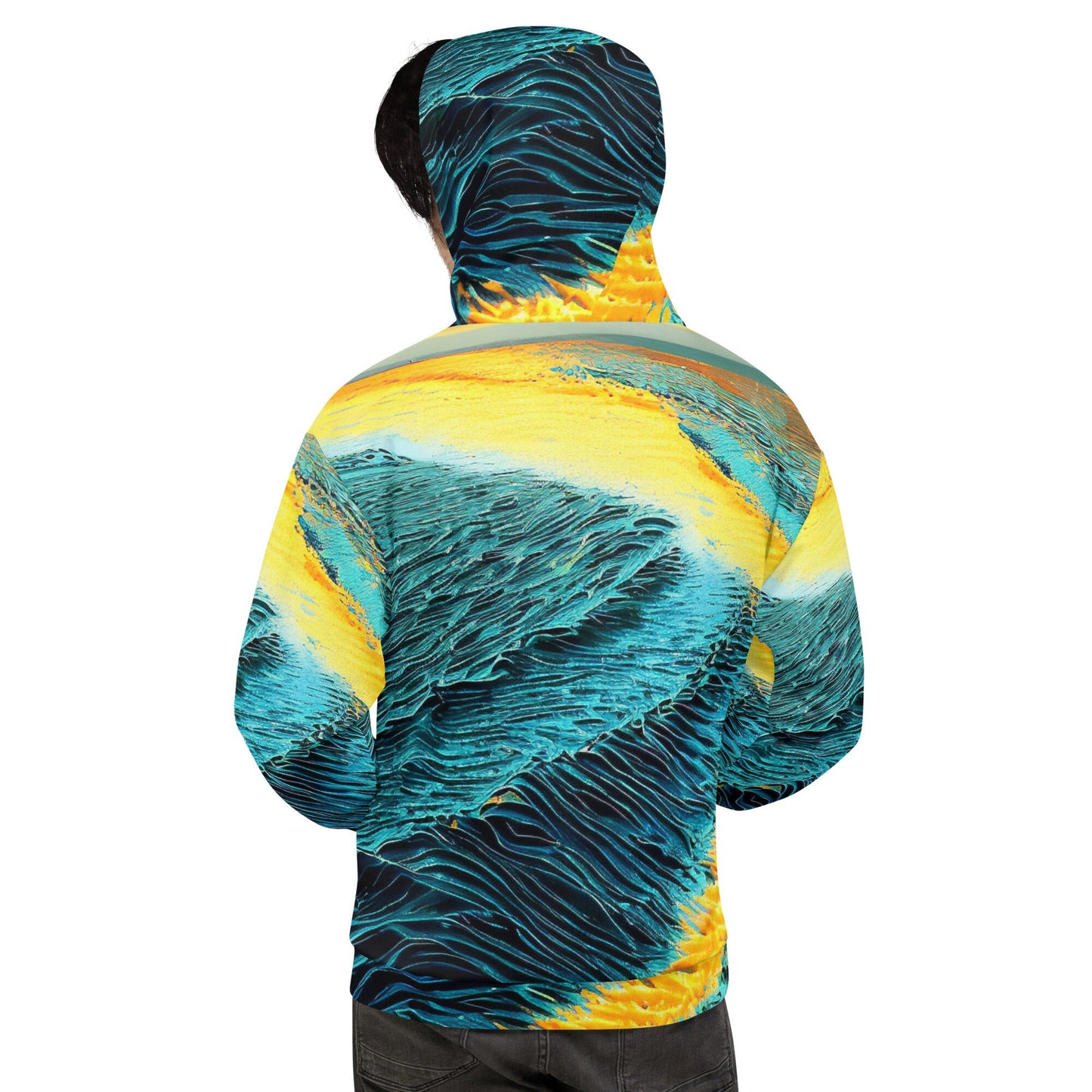 Funky Tiger® Mens Fire on Water Premium Hoodie, Cool Hoodie for Gaming, Concert, Beach, Event, Everyday