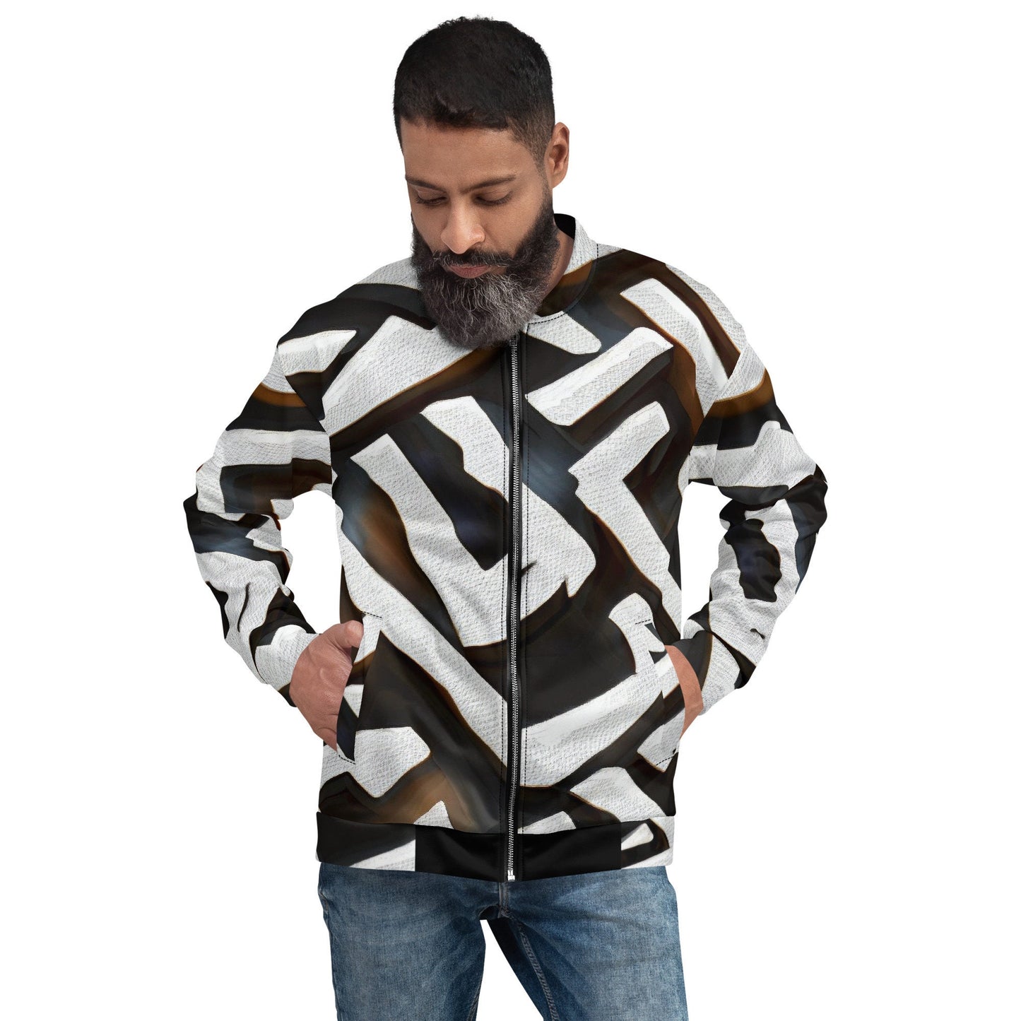 Funky Tiger® Mens Pattern Mark Premium Bomber Jacket