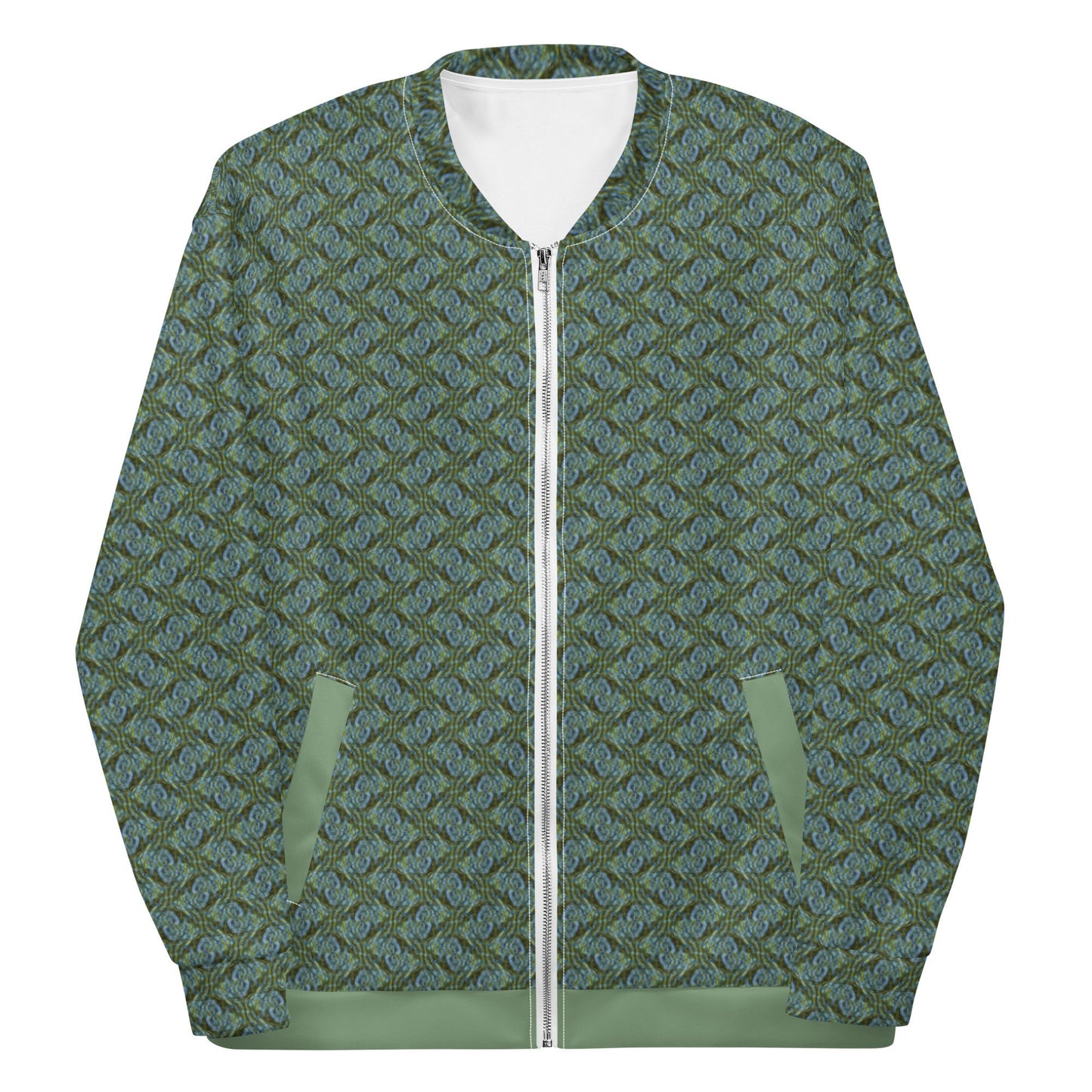 Funky Tiger® Mens Monogram Premium Bomber Jacket - Green Gold