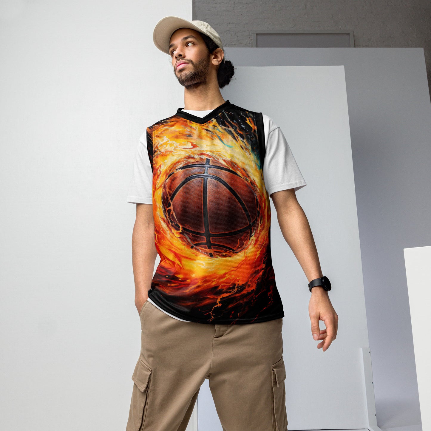 Funky Tiger® Men's Fireball Basketball Jersey