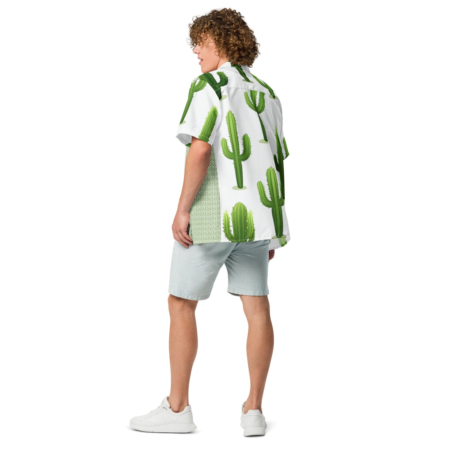 Funky Tiger® Cactus Green Button Down Shirt for Men | Short Sleeve Shirt | Casual Button Down | Summer | Vacation | Beach