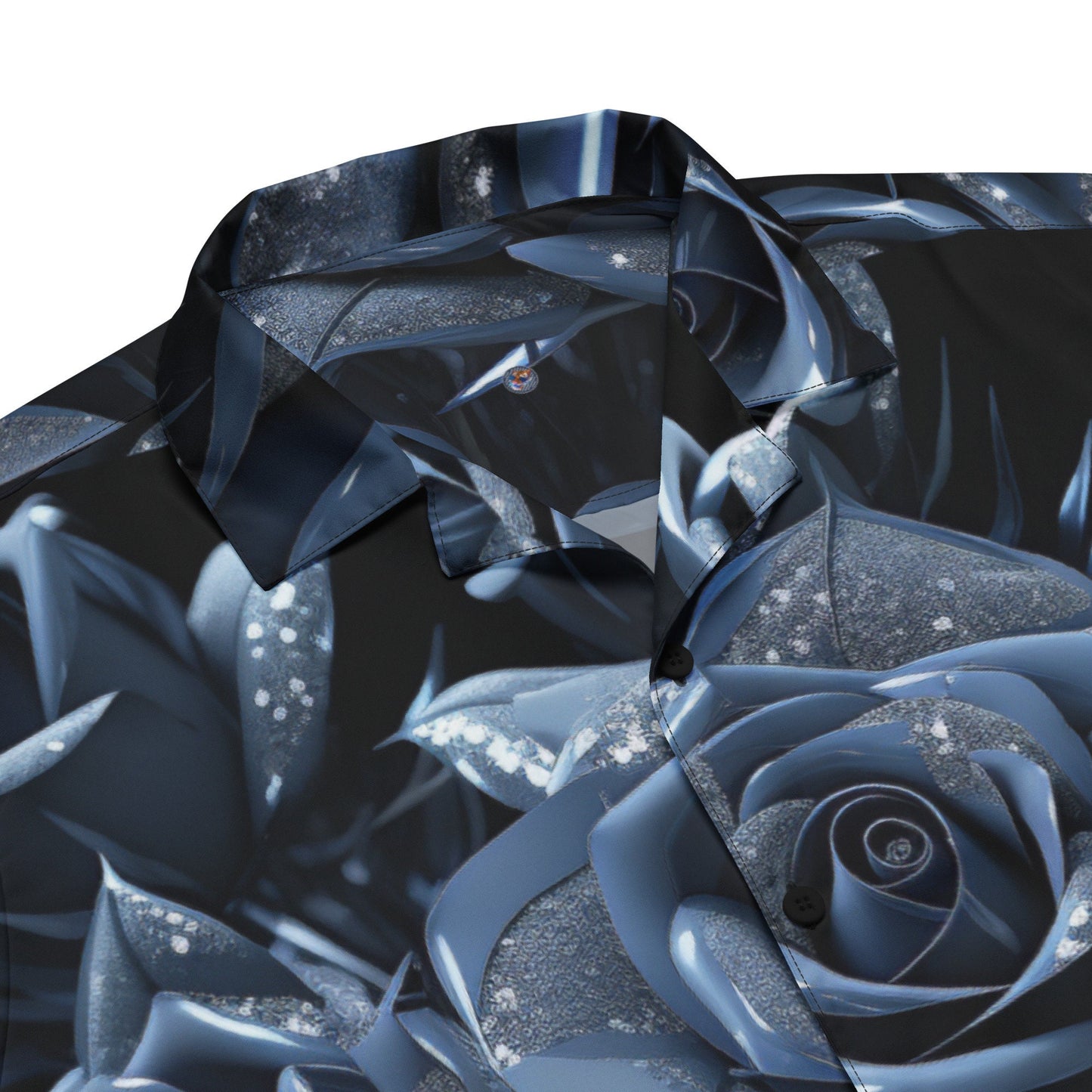 The Funky Tiger® Blue Rose Button Down Shirt for Men | Short Sleeve Shirt | Casual Button Down | Summer | Vacation | Beach