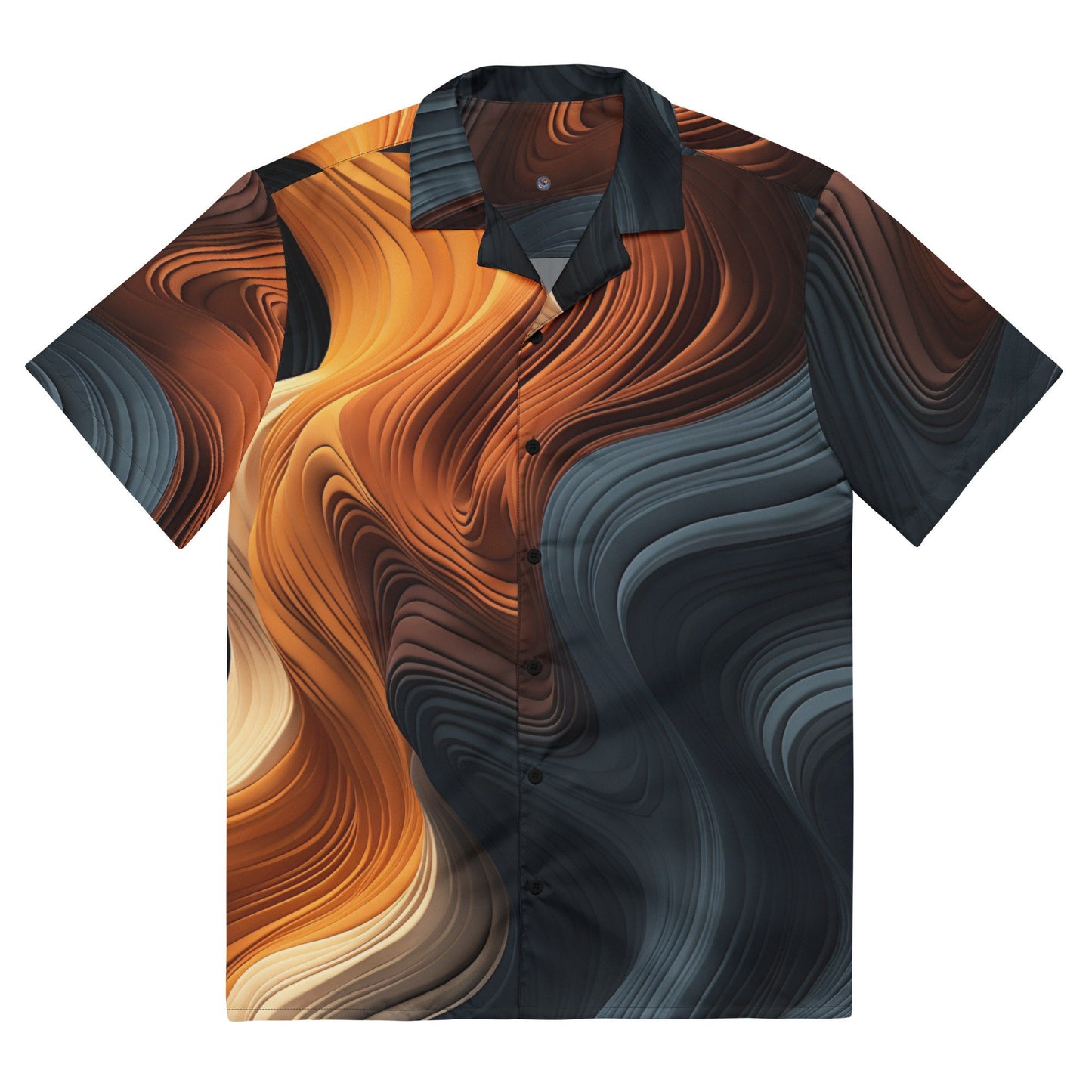 Funky Tiger® Galactic Tide Button Down Shirt for Men | Short Sleeve Shirt | Casual Button Down | Summer | Vacation | Beach