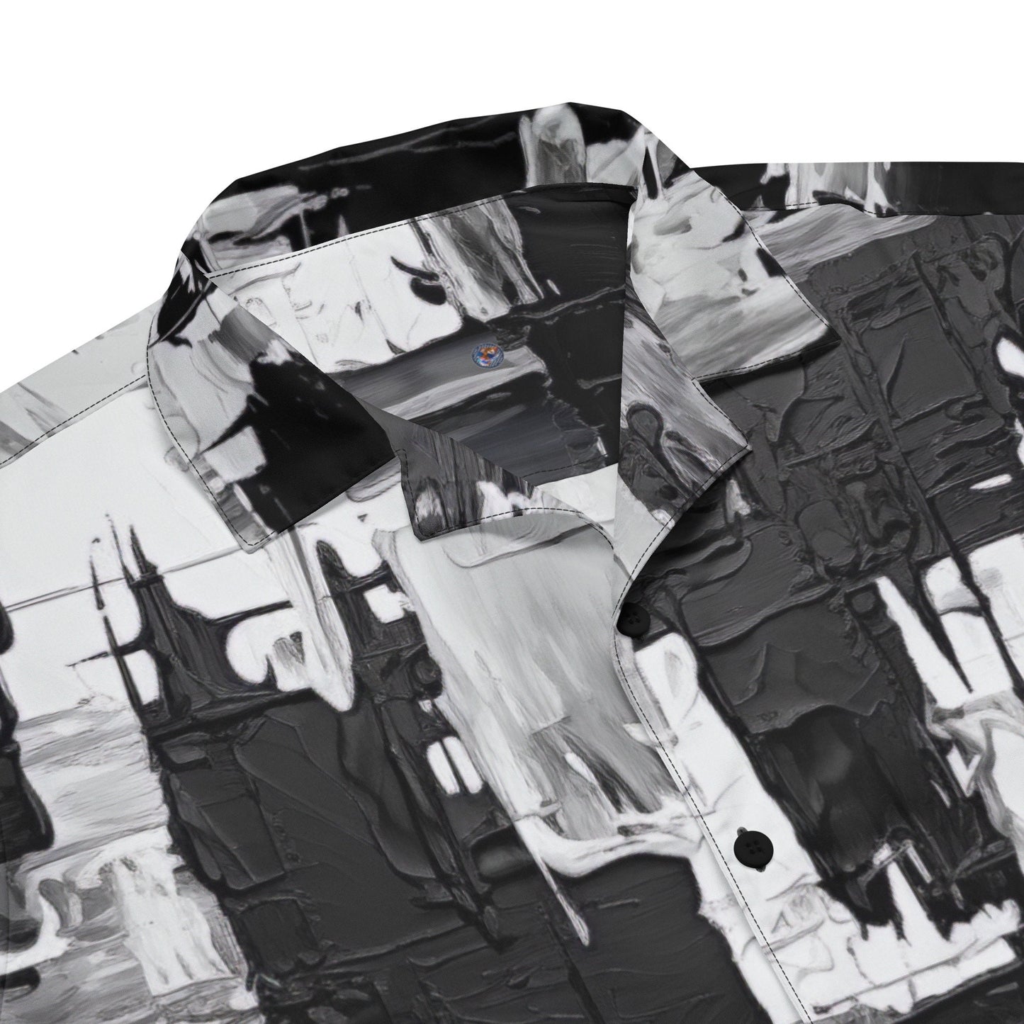 Funky Tiger® Symphony Brush Button Down Shirt for Men | Short Sleeve Shirt | Casual Button Down | Summer | Vacation | Beach