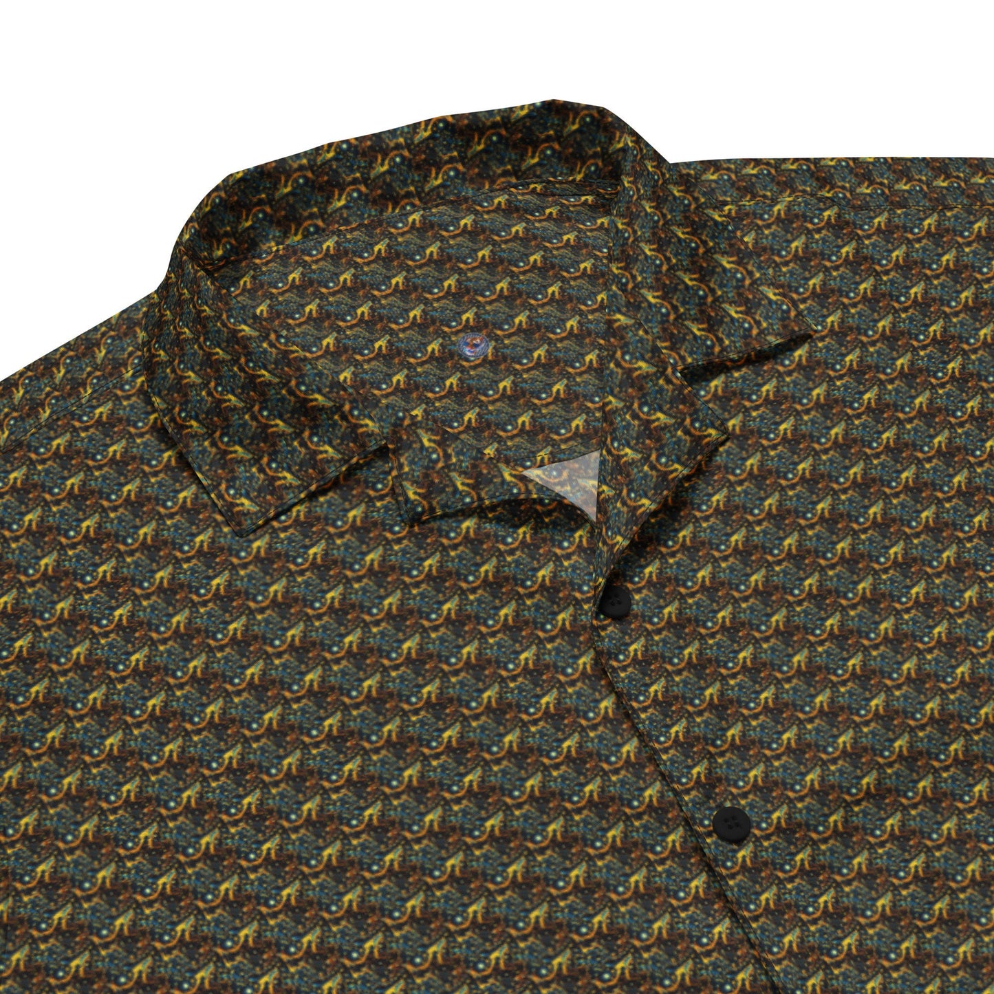 Funky Tiger® Cosmic Spiral Monogram Button Down Shirt for Men | Short Sleeve Shirt | Casual Button Down | Summer | Vacation | Beach