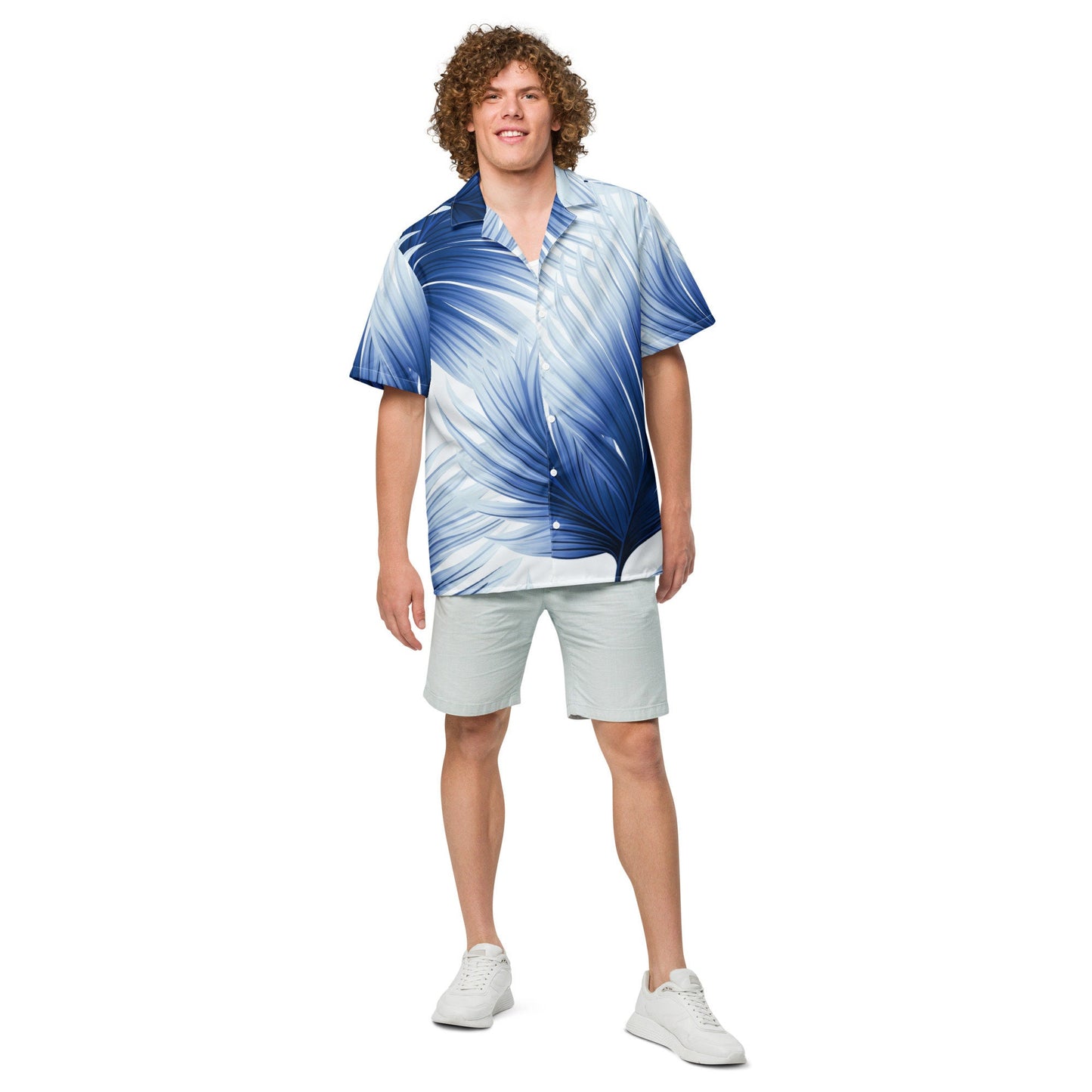Funky Tiger® Blue Aloha Hawaiian Shirt for Men | Short Sleeve Shirt | Casual Button Down | Summer | Vacation | Beach | Party
