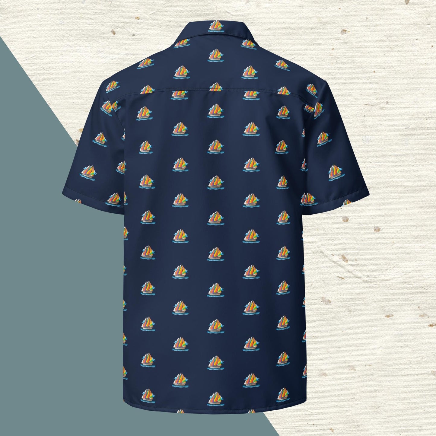 Funky Tiger® Going Nautical Hawaiian Shirt - Navy Blue Shirt for Men | Casual Button Down | Summer | Vacation | Beach | Party | Getaway