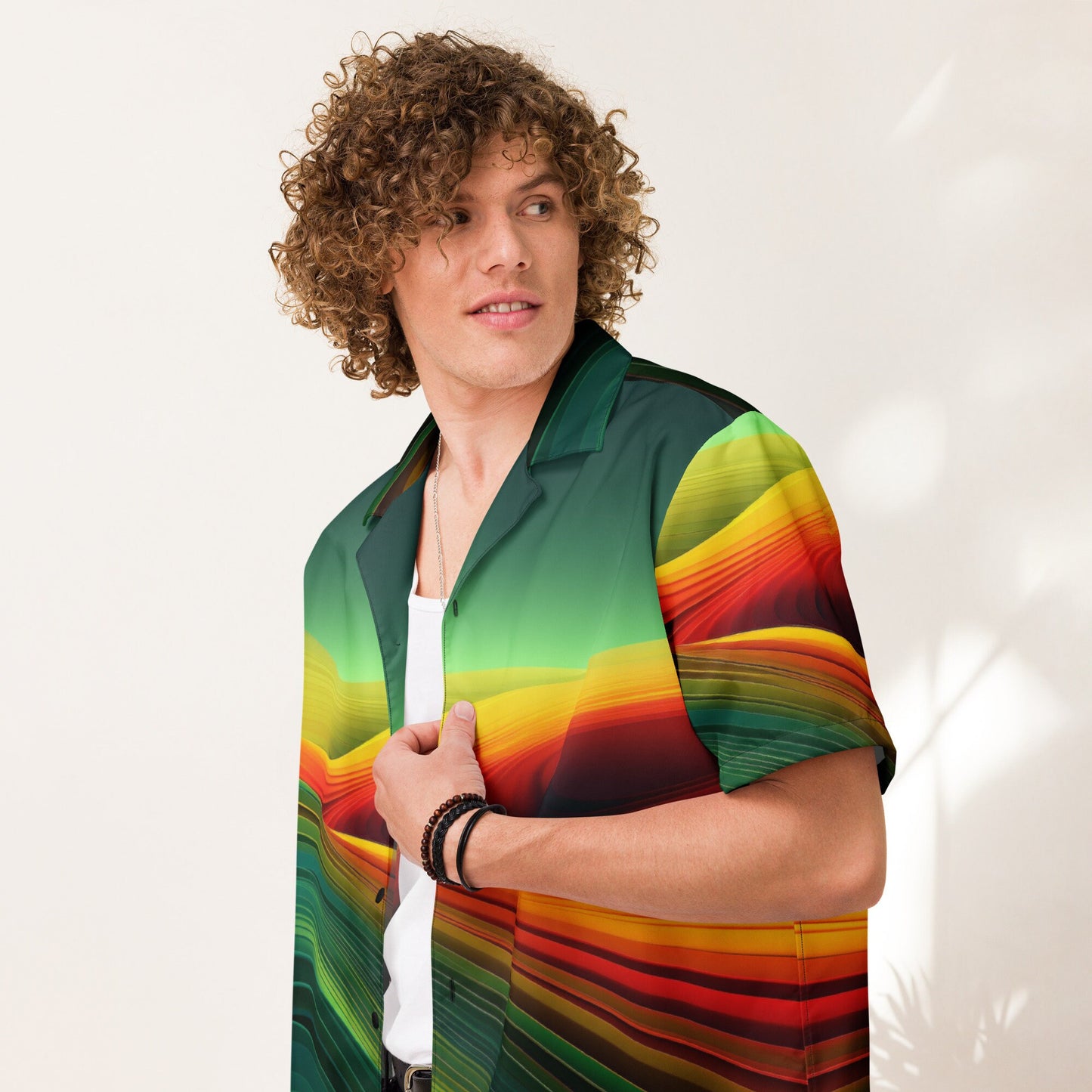 Funky Tiger® Afro Fusion Short-Sleeved Button Down Shirt - Men's Fashion Shirt for Statement Style and Cultural Fusion