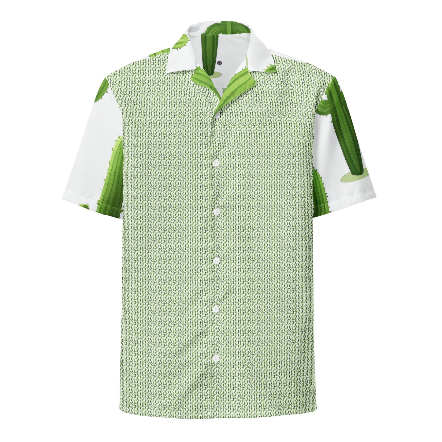 Funky Tiger® Cactus Green Button Down Shirt for Men | Short Sleeve Shirt | Casual Button Down | Summer | Vacation | Beach