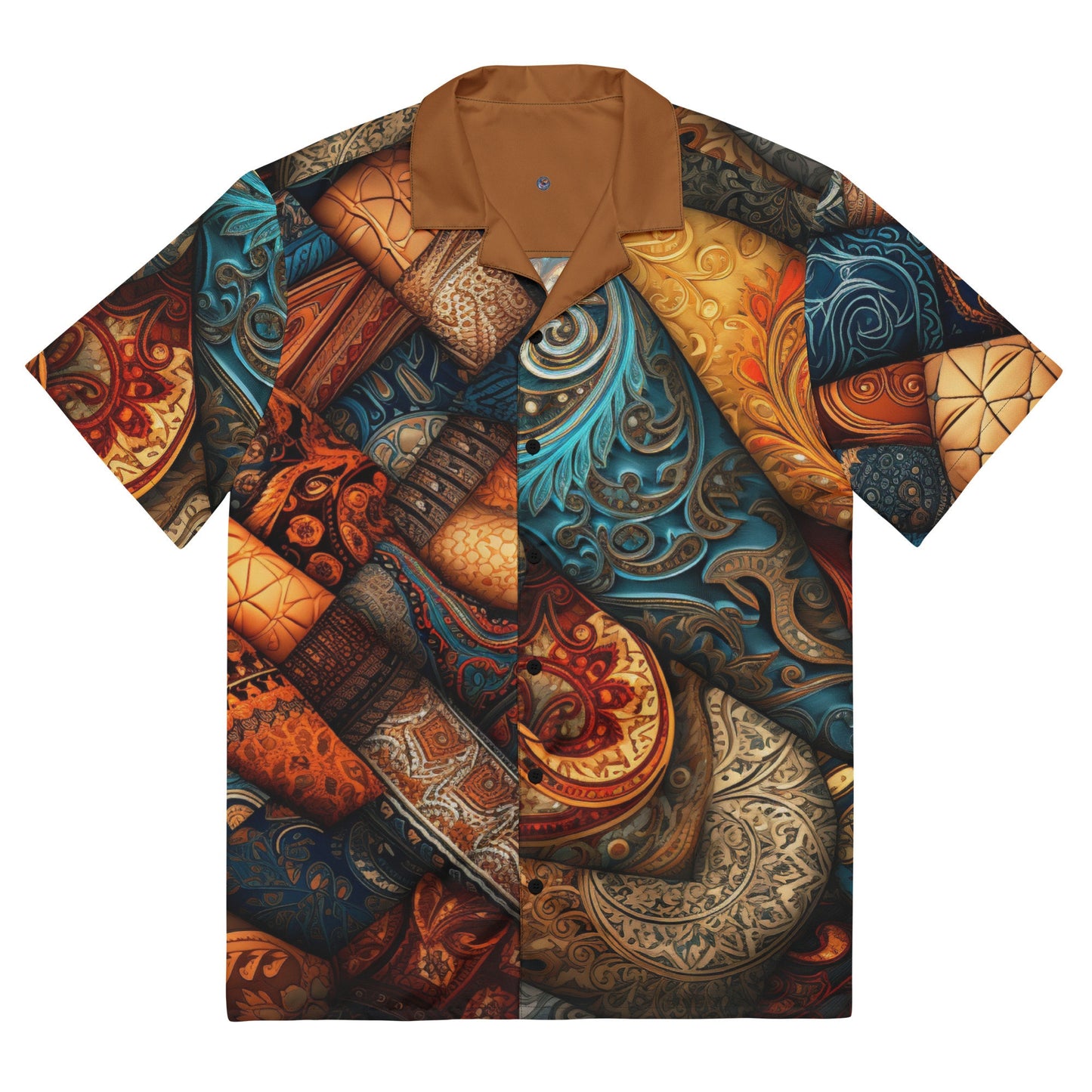 Funky Tiger® Paisley Flux Button Down Shirt, Casual Button Down Shirt for Men, Short Sleeve For Comfort