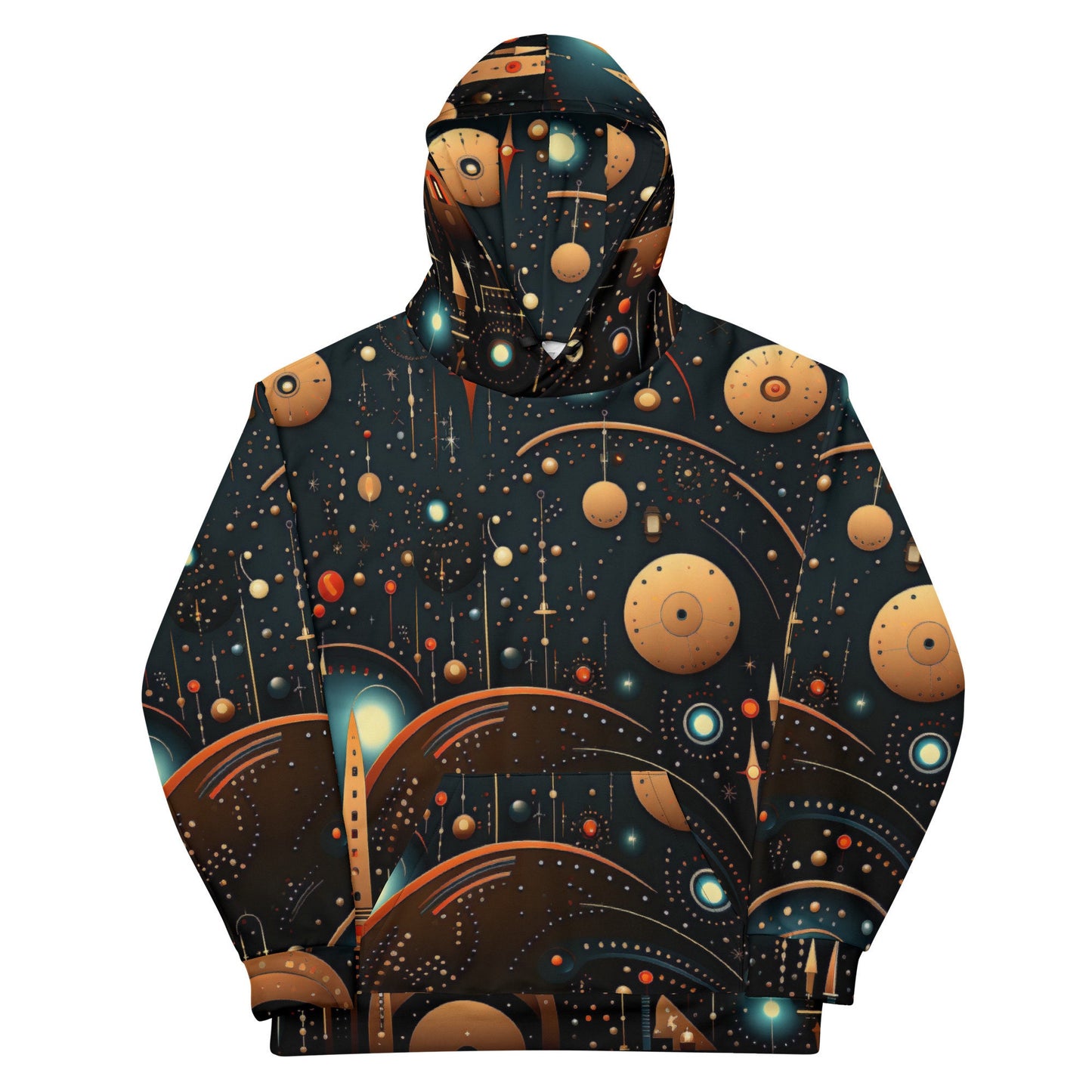 Funky Tiger® Men's Lunar Shadows Hoodie, Cool Sweater for Party, Beach, Concert, Gaming, Everyday Essentials with Unique Designs,Fall