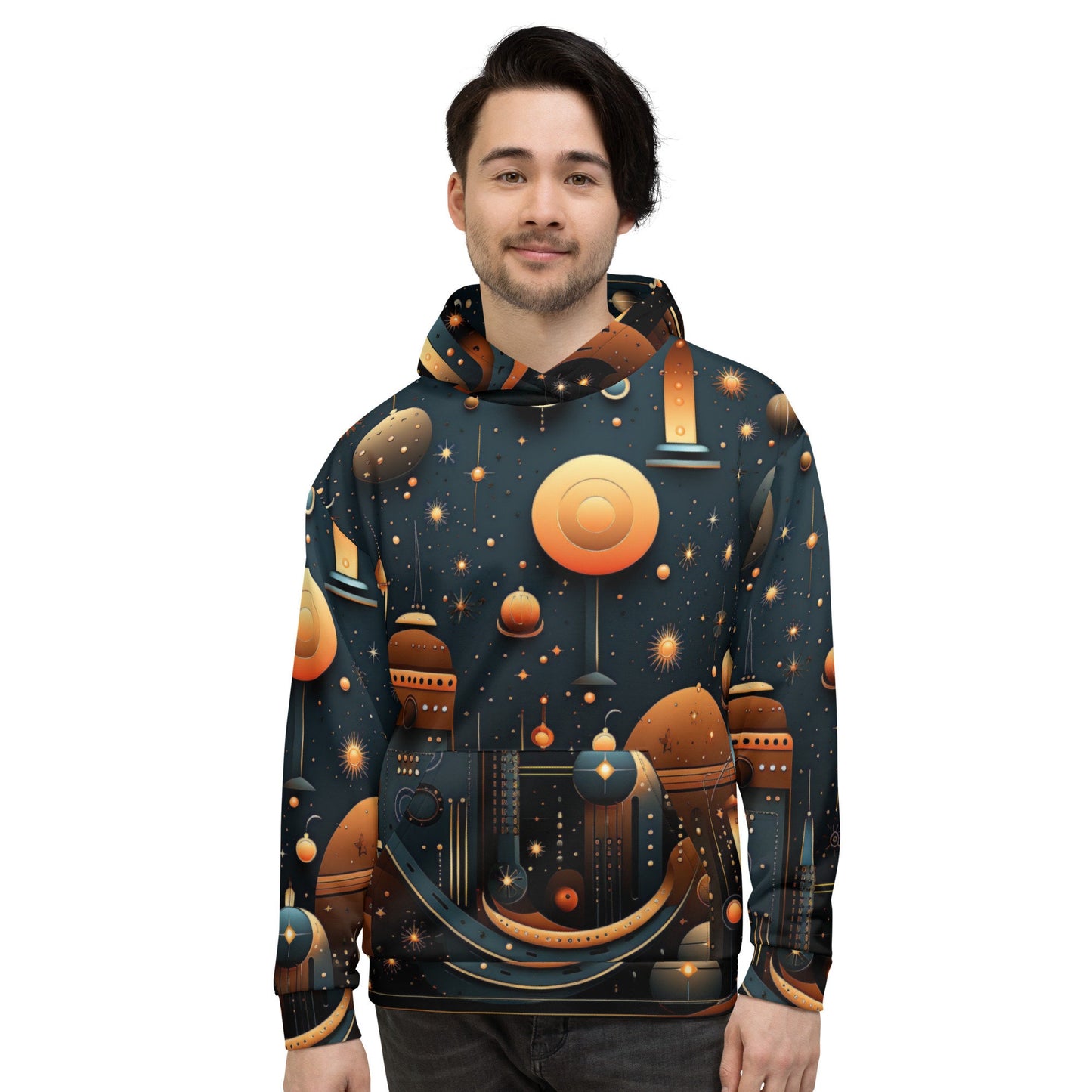 Funky Tiger® Men's Nightshade Moonscape Hoodie, Cool Sweater for Party, Beach, Concert, Gaming, Everyday Essentials with Unique Designs,Fall