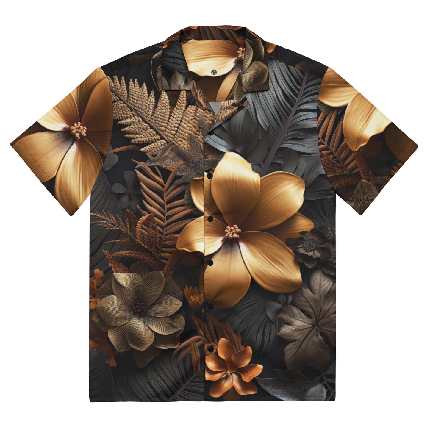 Funky Tiger® Golden Tropicana Button Down Hawaii Shirt | Short Sleeve | Unique Fashion | Unique Gift | Hawaiian Shirt| Aloha Shirt
