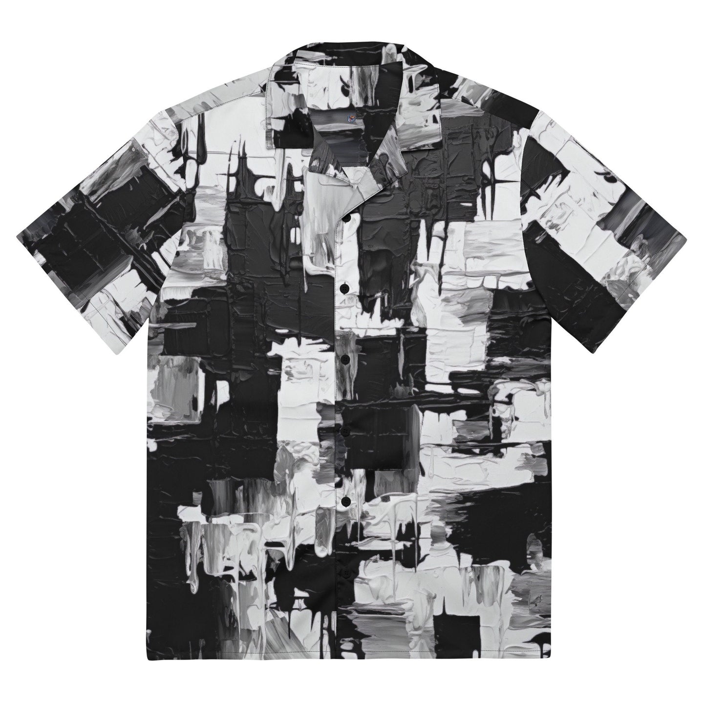 Funky Tiger® Symphony Brush Button Down Shirt for Men | Short Sleeve Shirt | Casual Button Down | Summer | Vacation | Beach