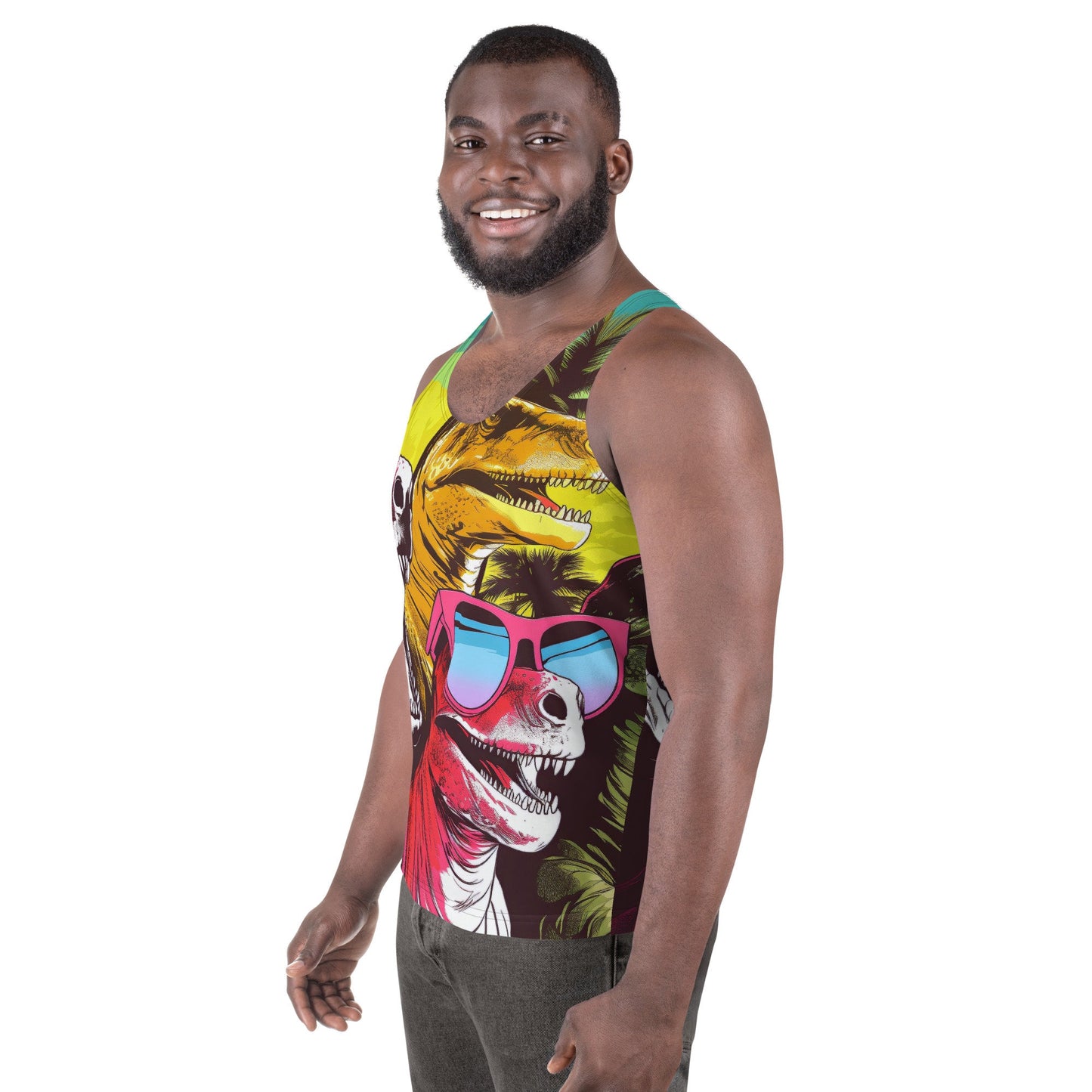 Funky Tiger® Dino Party Muscle Tank, Novelty Tank Top, Comical, Funny Gift, Halloween