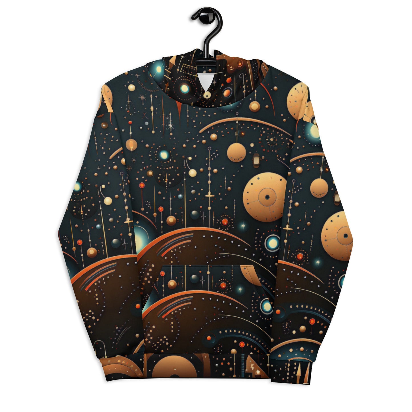 Funky Tiger® Men's Lunar Shadows Hoodie, Cool Sweater for Party, Beach, Concert, Gaming, Everyday Essentials with Unique Designs,Fall