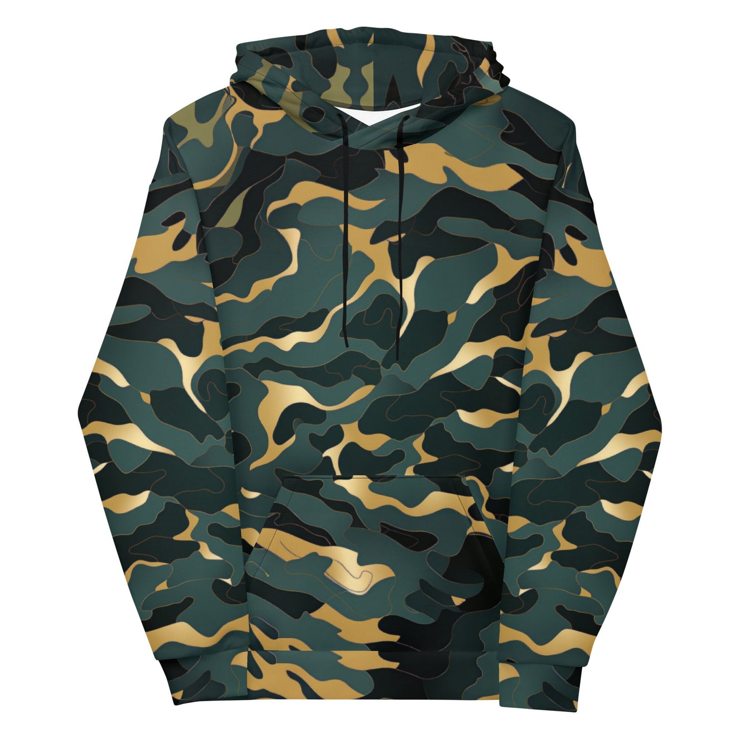 Funky Tiger® Camouflage Hoodie in Dark Green and Gold For Game Day | Gaming | Party | Event | Tailgate | Everyday| Dark Green and Gold,Fall
