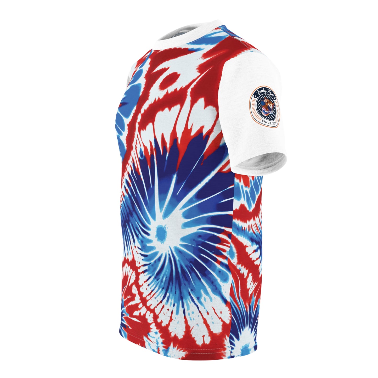 Funky Tiger® Tie Dye Style T-Shirt - Red, White, and Blue