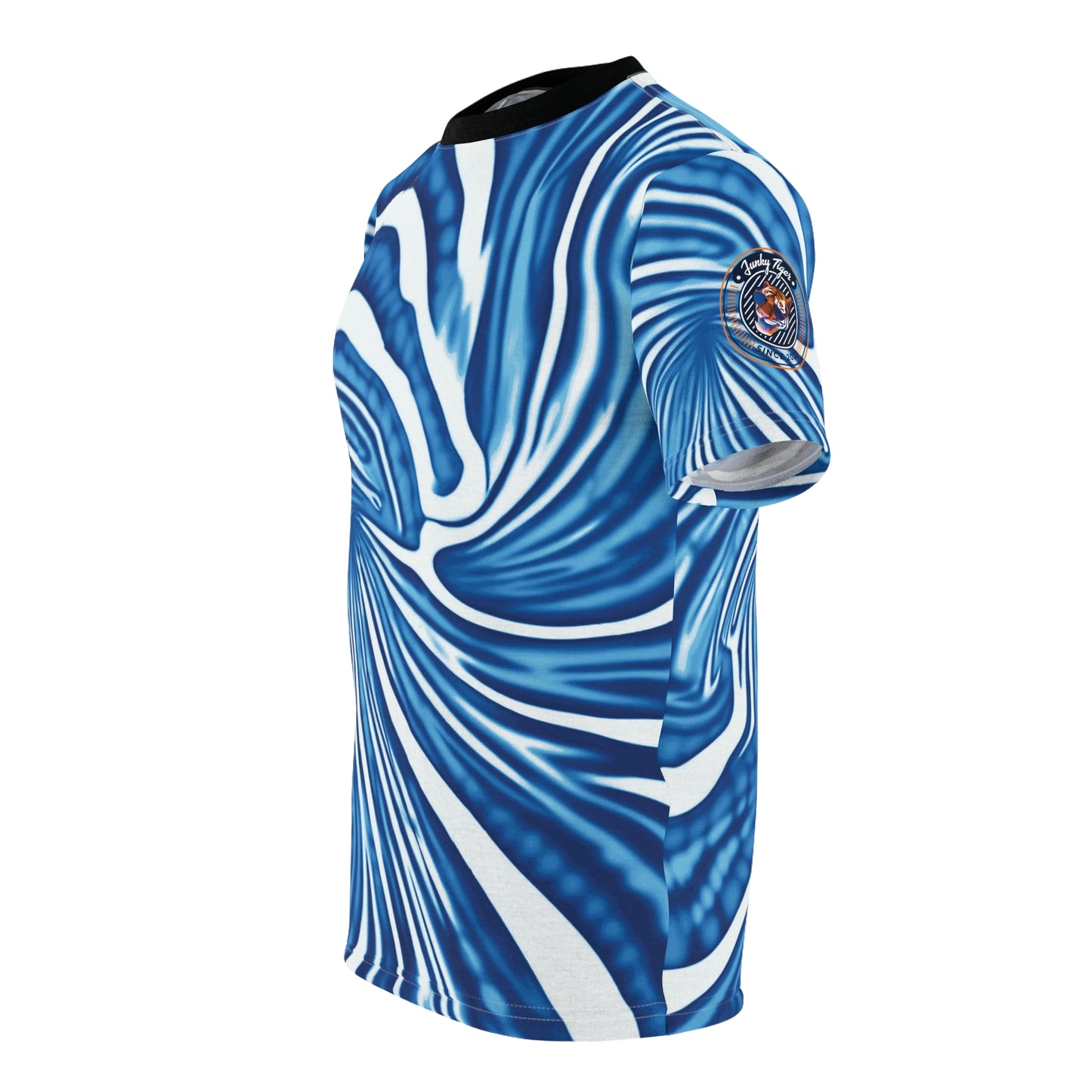 Funky Tiger® Tie Dye Style T-Shirt - Blue Spiral