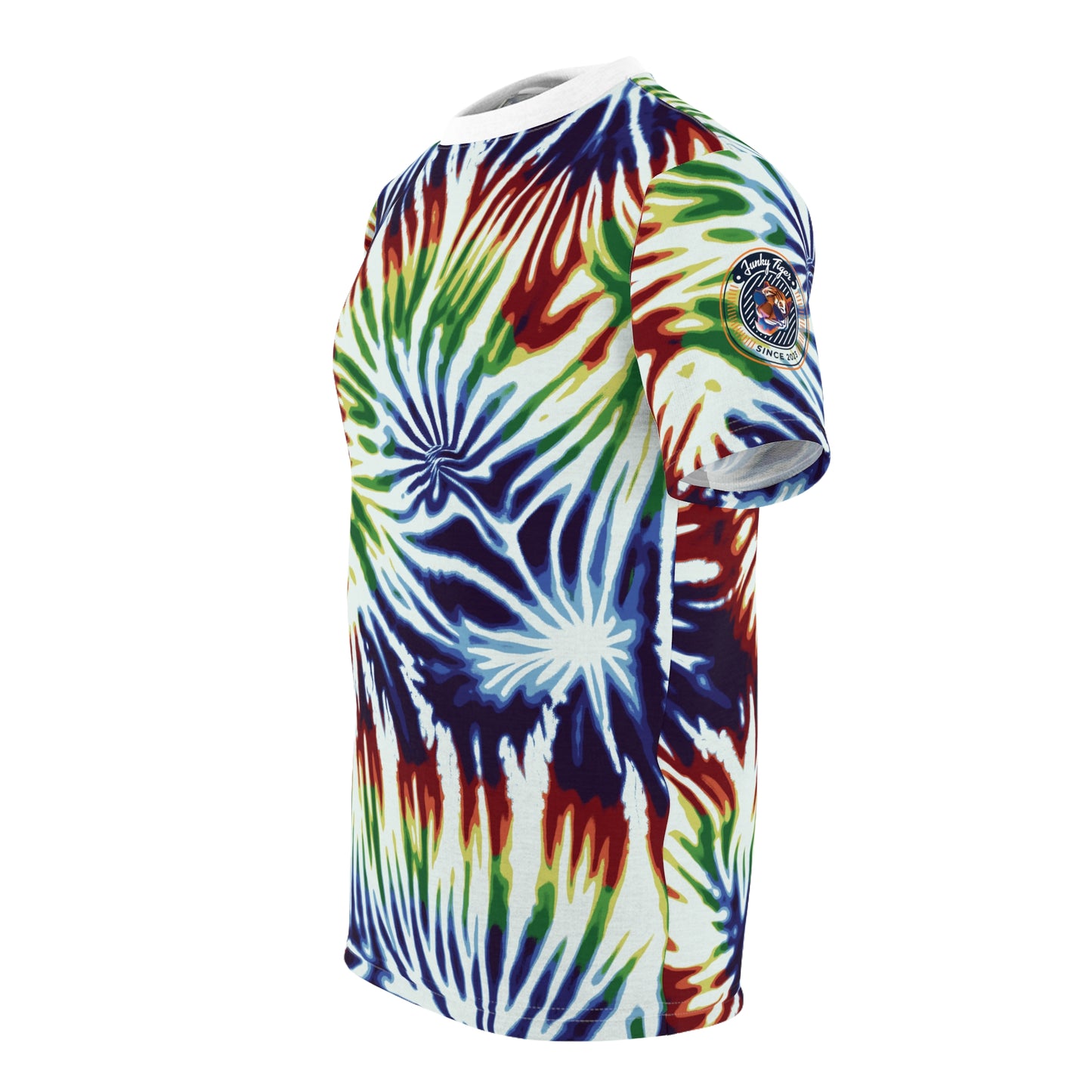 Funky Tiger® Tie Dye Style T-Shirt - Blue, Red, and Green