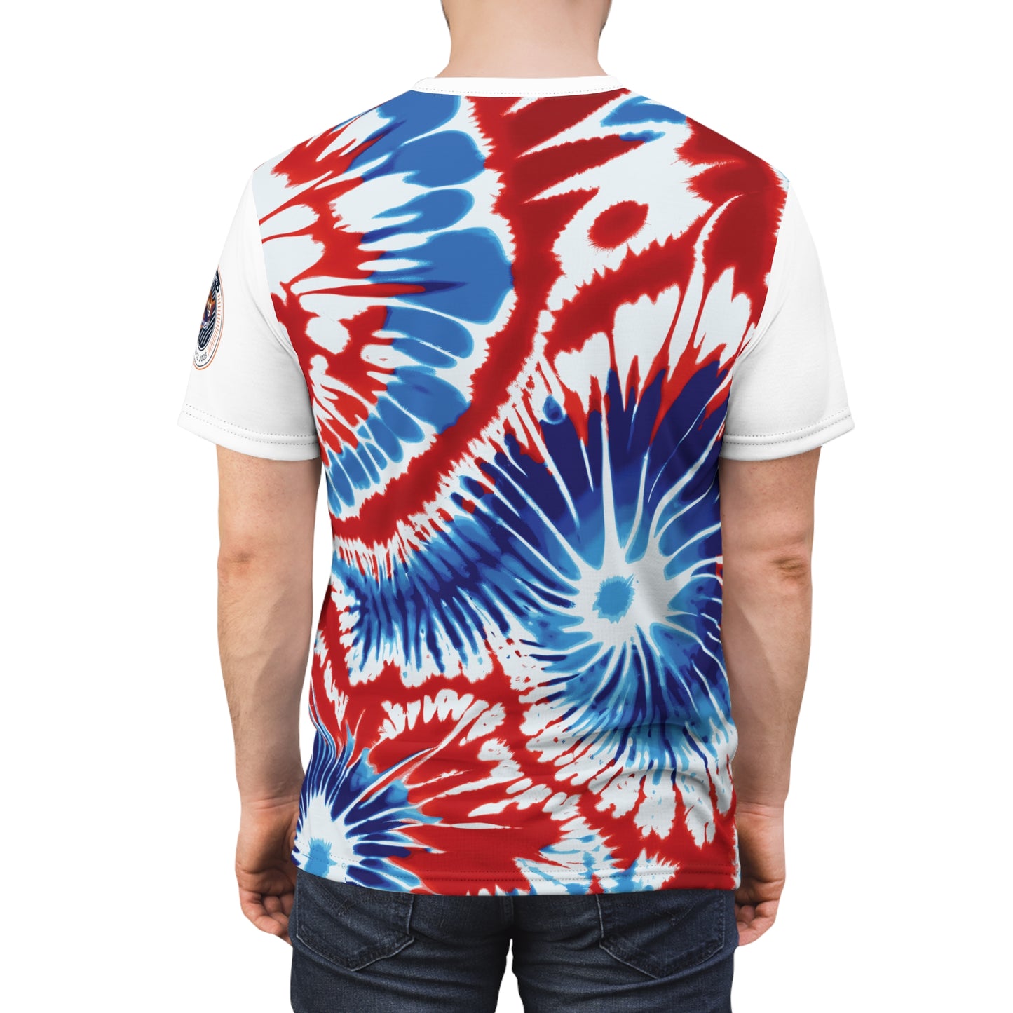 Funky Tiger® Tie Dye Style T-Shirt - Red, White, and Blue