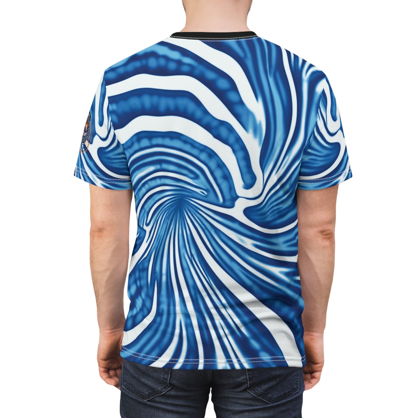 Funky Tiger® Tie Dye Style T-Shirt - Blue Spiral