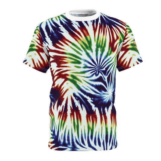 Funky Tiger® Tie Dye Style T-Shirt - Blue, Red, and Green