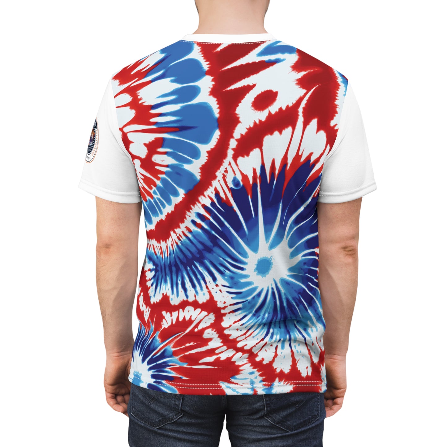 Funky Tiger® Tie Dye Style T-Shirt - Red, White, and Blue