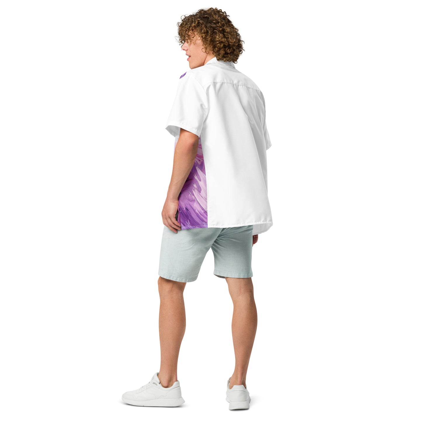 Funky Tiger® Purple and White Brush Summer Shirt: Bold Style Meets Breezy Comfort